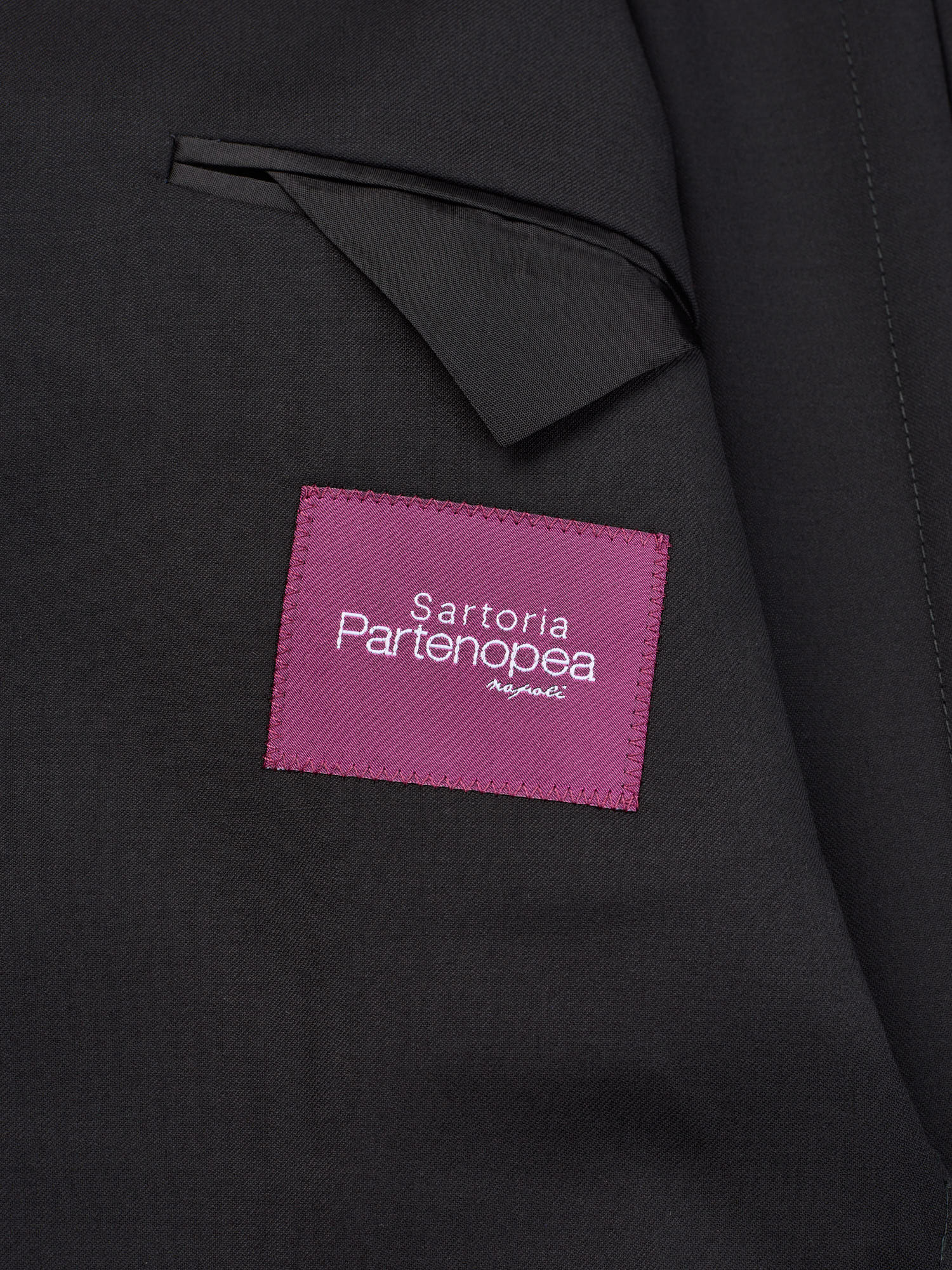 SARTORIA PARTENOPEA Black “Napoli” Wool Super 120's Unlined Suit