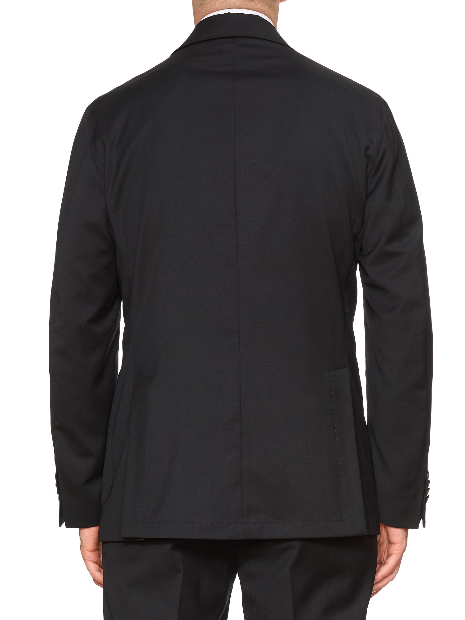 SARTORIA PARTENOPEA Black “Napoli” Wool Super 120's Unlined Suit