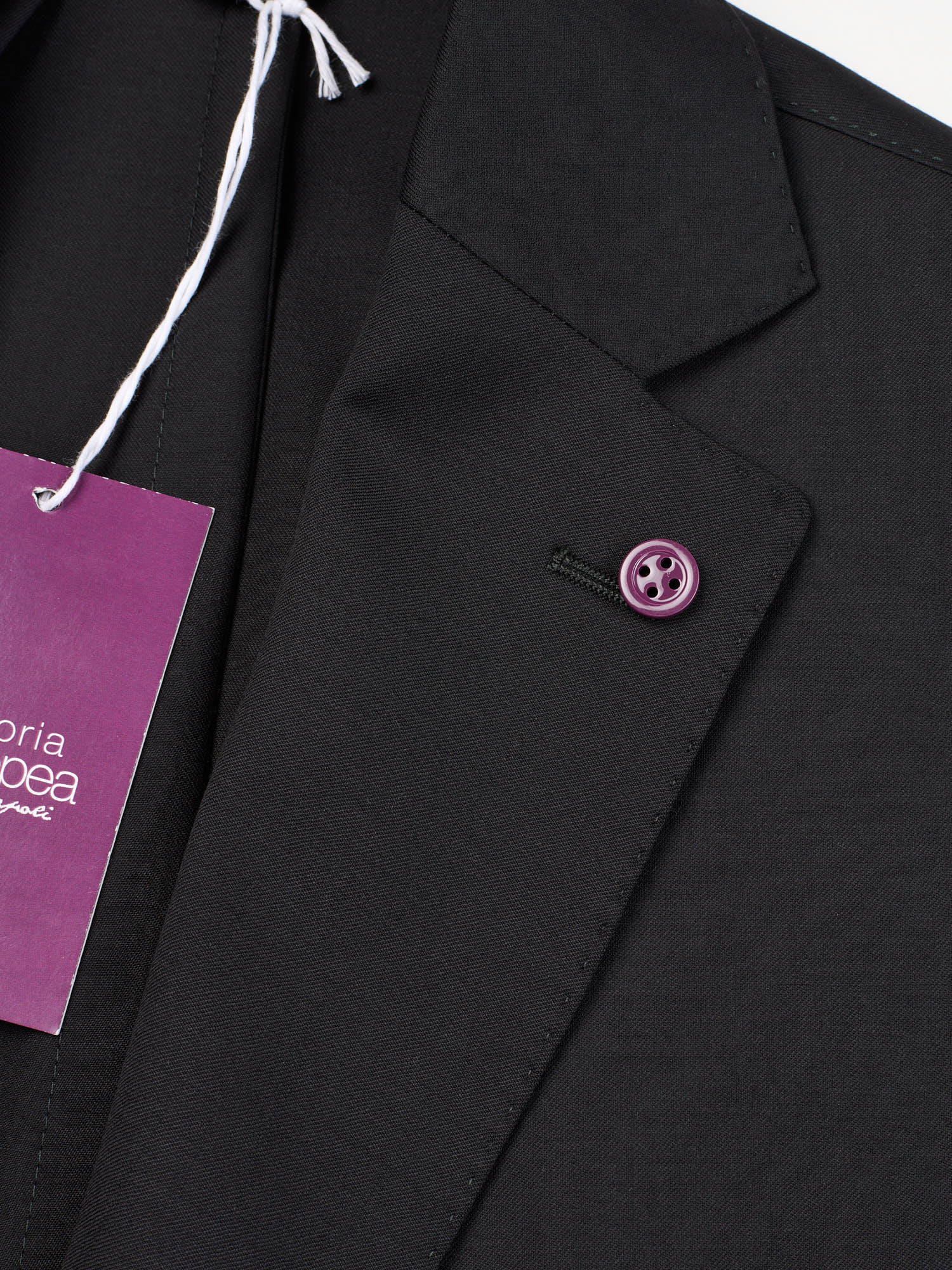 SARTORIA PARTENOPEA Black “Napoli” Wool Super 120’s Unlined Suit