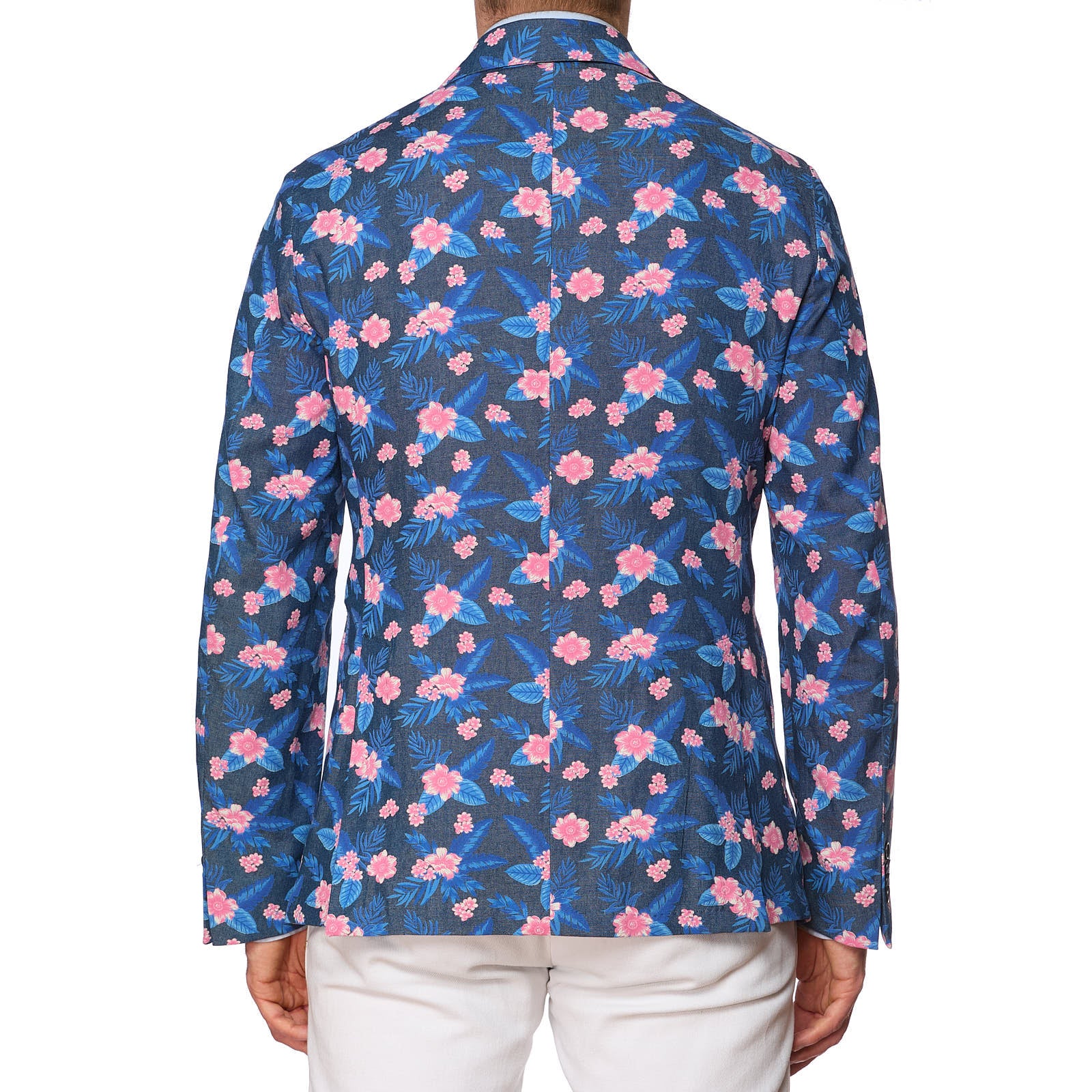 SARTORIA PARTENOPEA Blue-Pink Floral Design Cotton Jacket EU 50 NEW US 40 Current Model