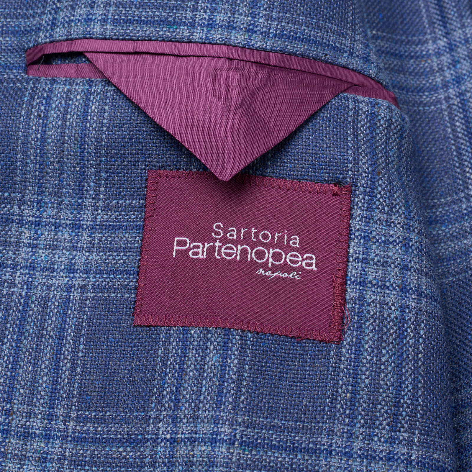 SARTORIA PARTENOPEA Blue Plaid Silk-Wool Jacket EU 52 NEW US 42 Current Model