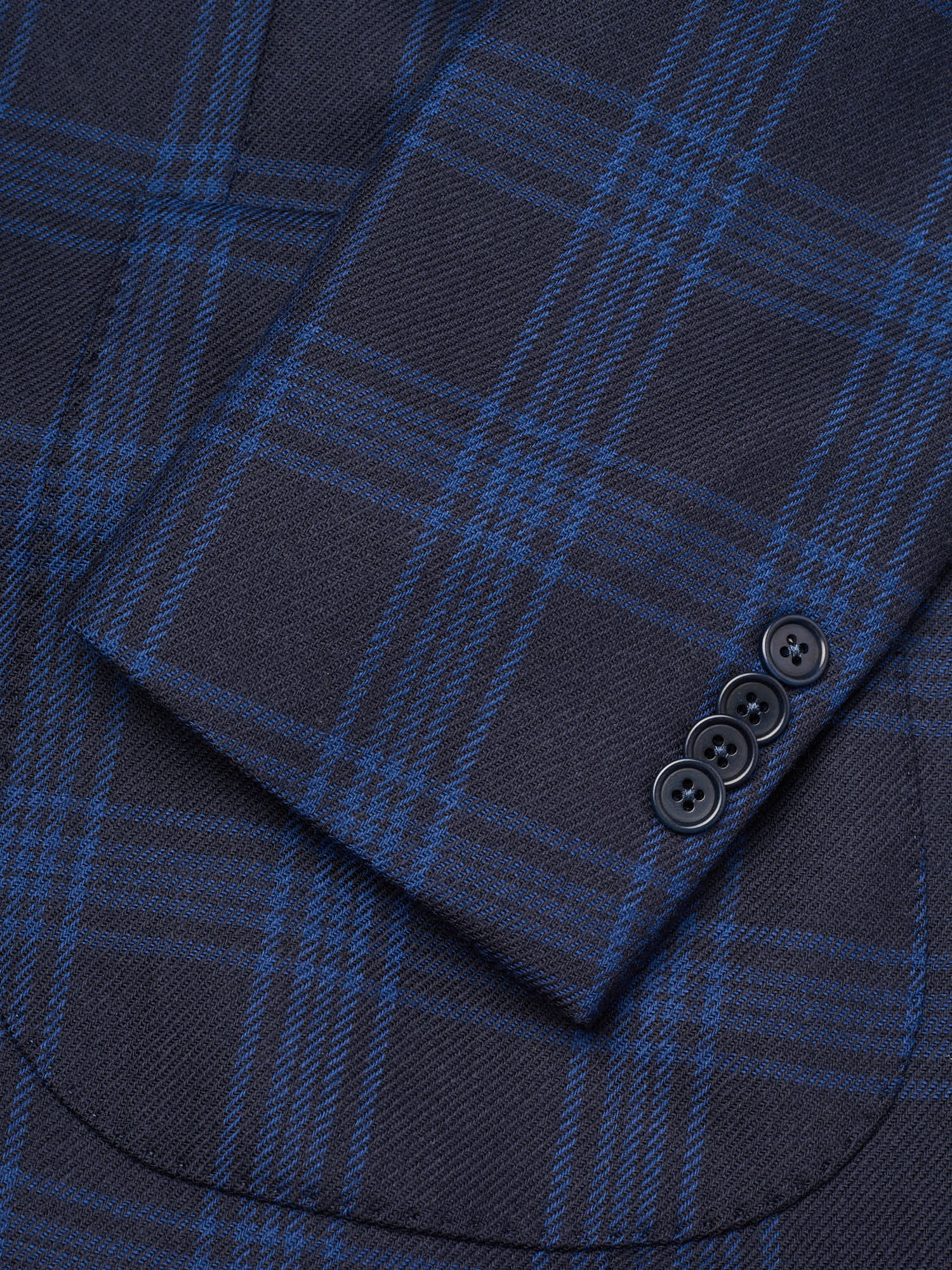 SARTORIA PARTENOPEA "Napoli2" Blue Tartan Wool Unlined Jacket