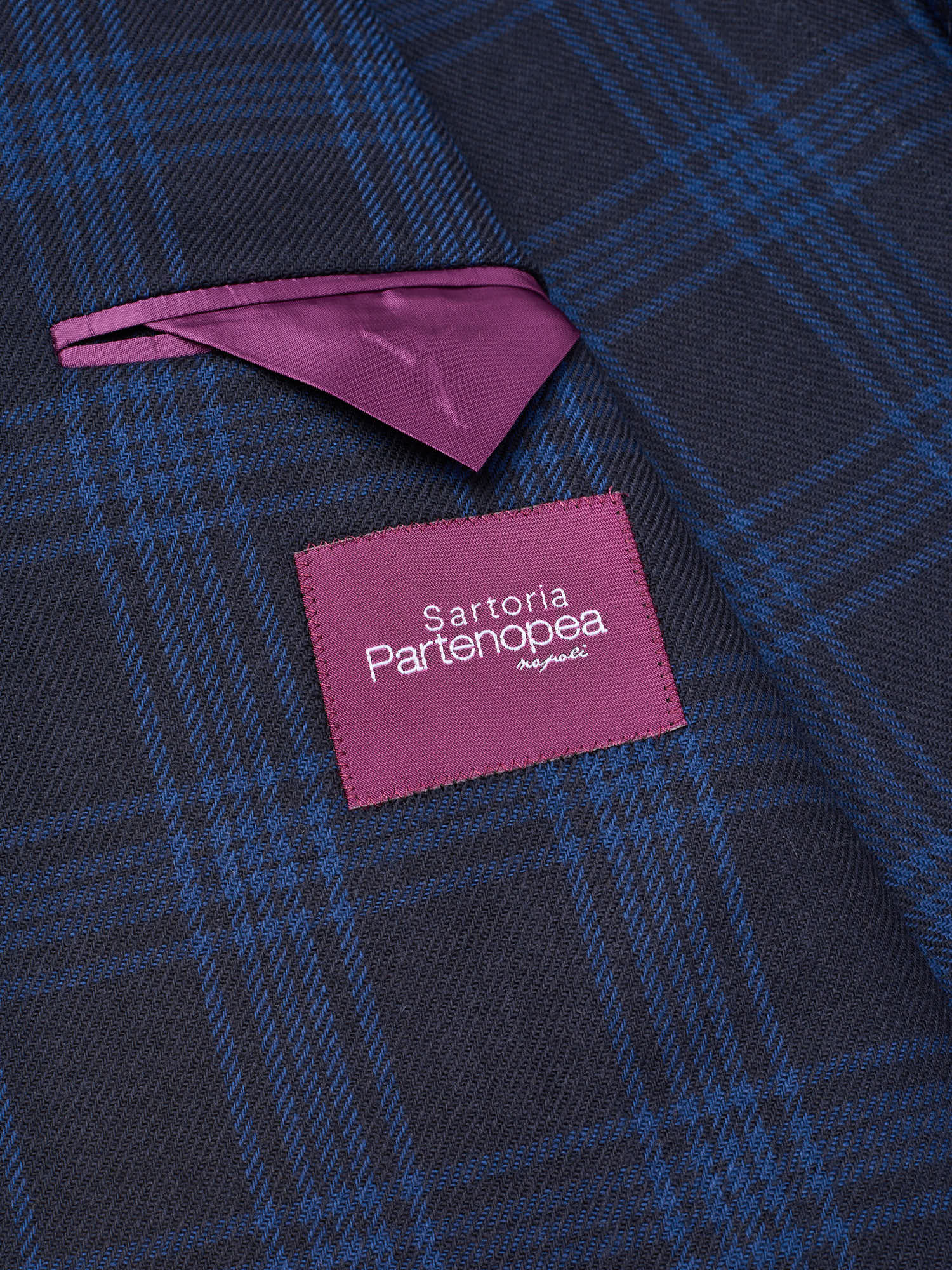 SARTORIA PARTENOPEA "Napoli2" Blue Tartan Wool Unlined Jacket