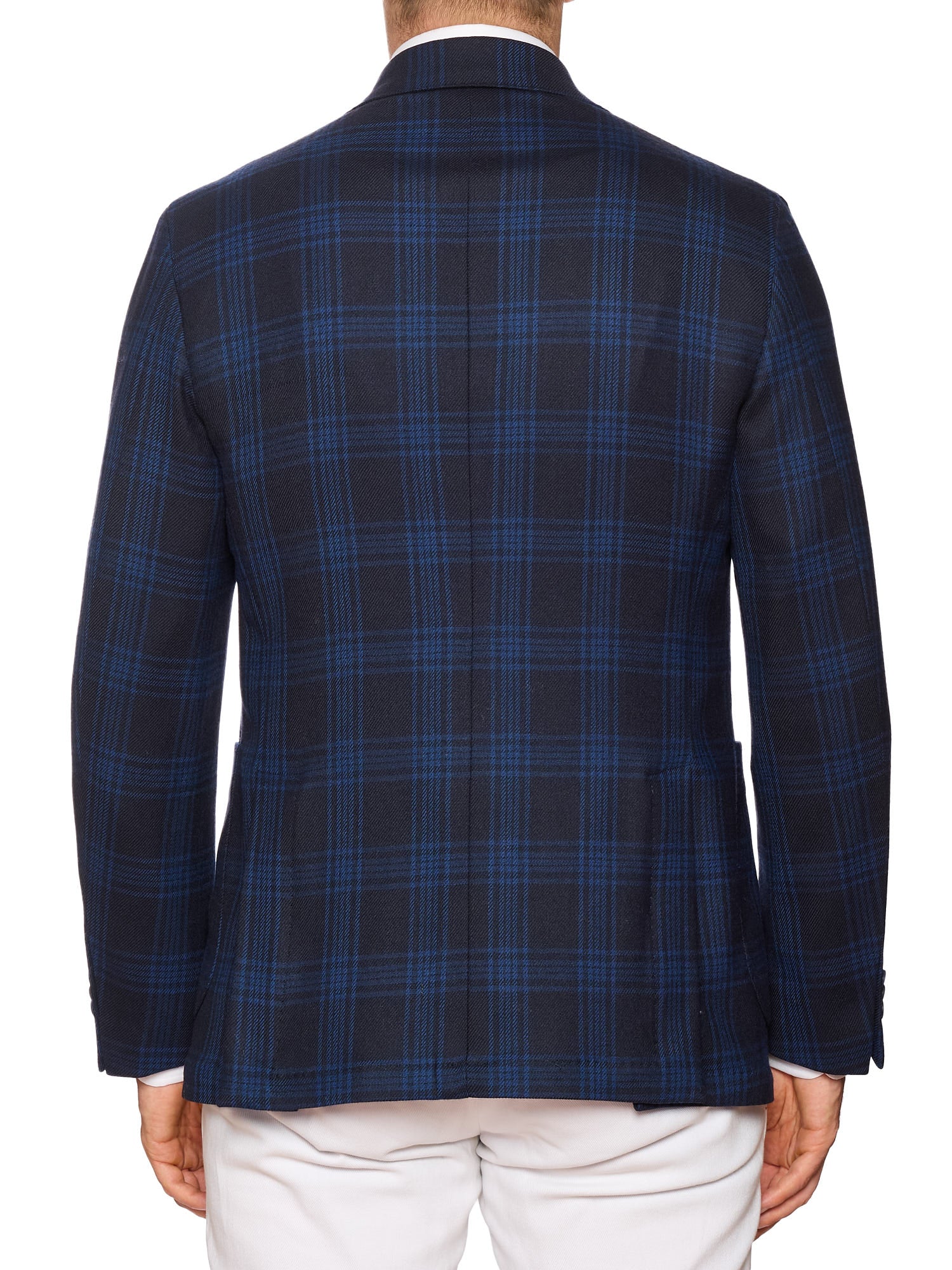 SARTORIA PARTENOPEA "Napoli2" Blue Tartan Wool Unlined Jacket