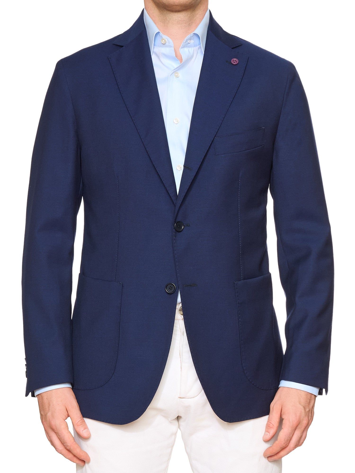 SARTORIA PARTENOPEA Blue "Napoli" Wool Super 120'S Unlined Jacket NEW