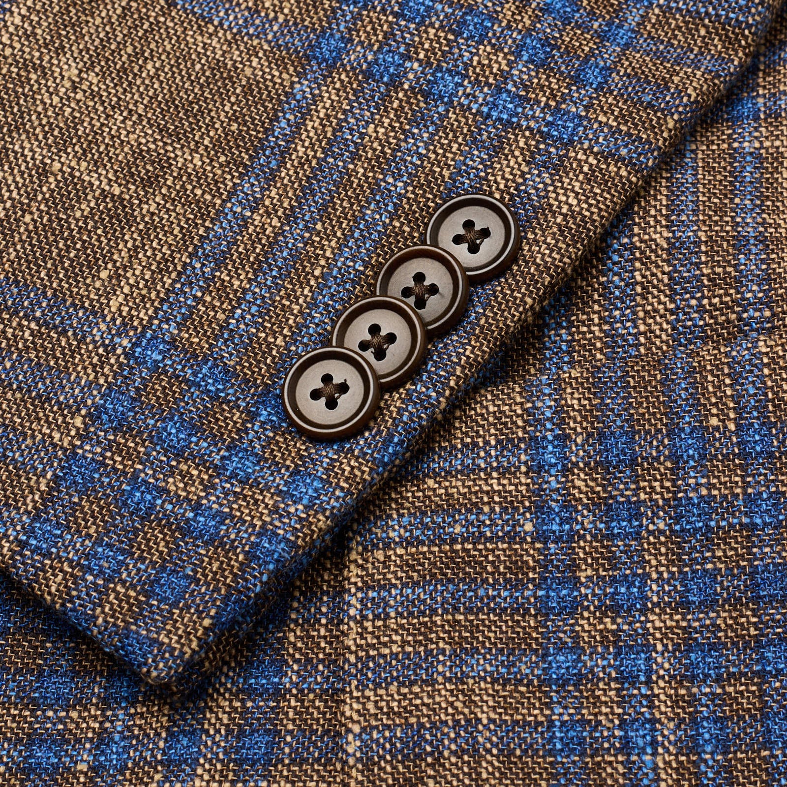 SARTORIA PARTENOPEA Brown-Blue Plaid Wool-Silk-Cotton Jacket NEW Current Model