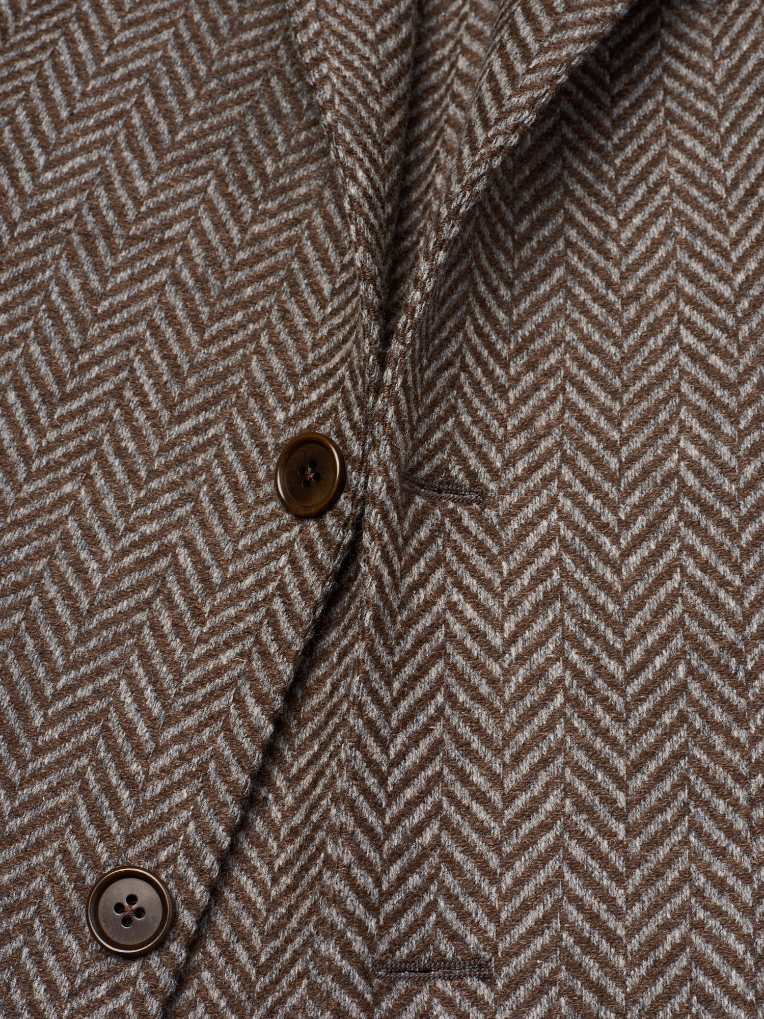 SARTORIA PARTENOPEA "Napoli2" Brown Herringbone Bottoli Wool Cashmere Jacket