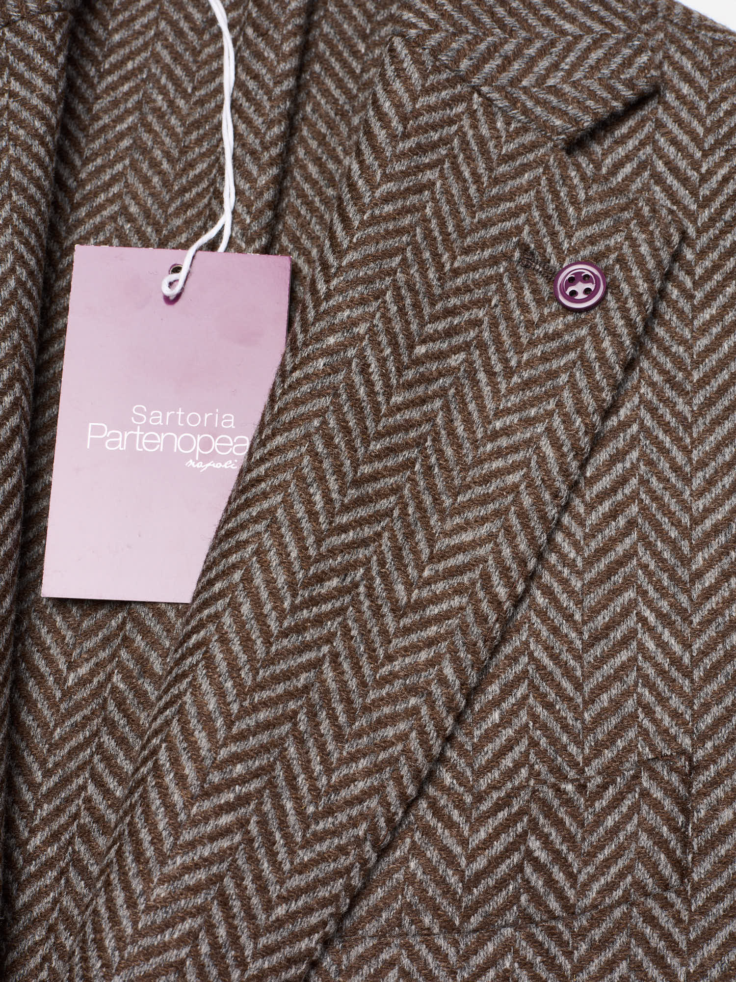 SARTORIA PARTENOPEA "Napoli2" Brown Herringbone Bottoli Wool Cashmere Jacket