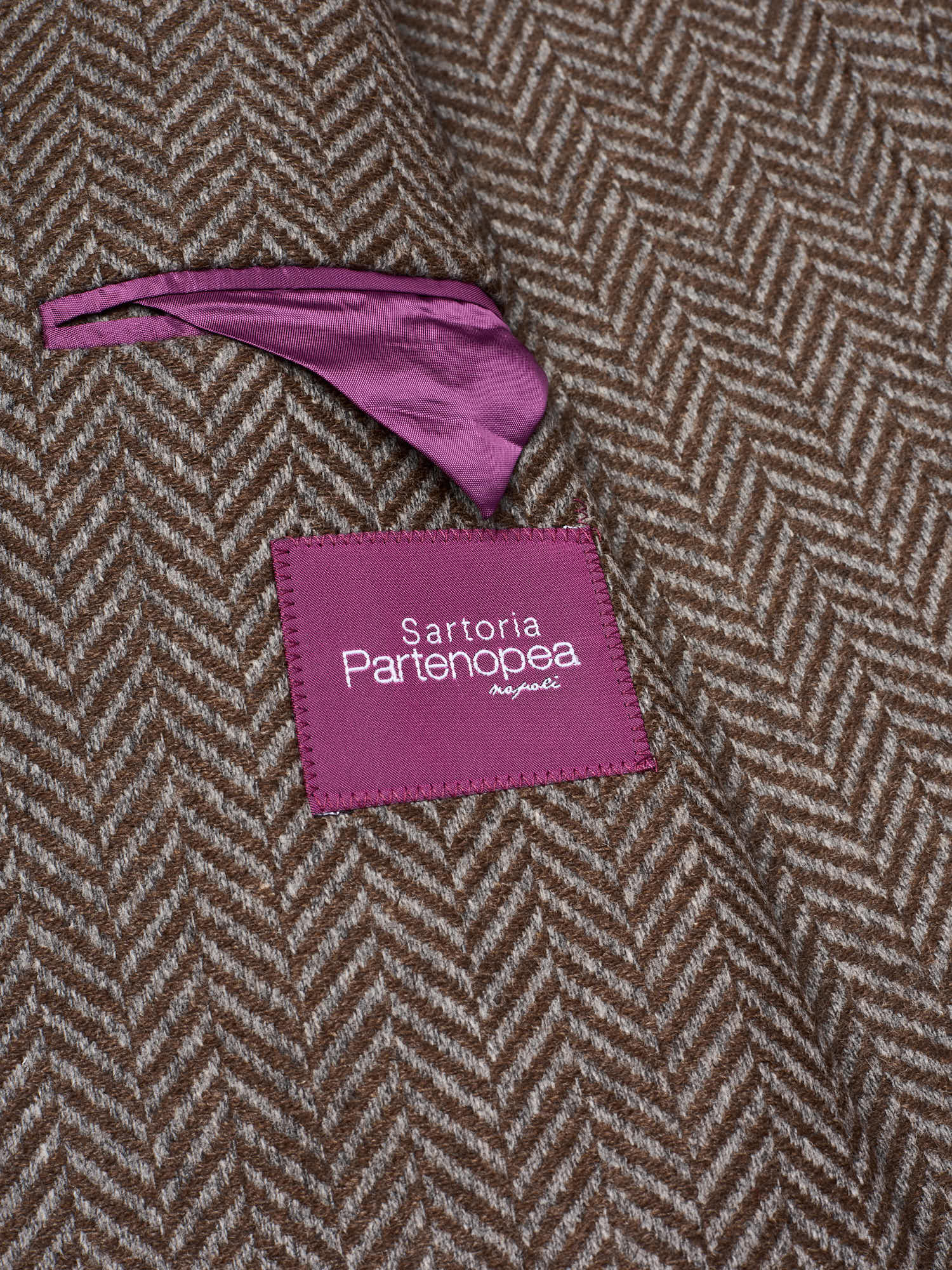 SARTORIA PARTENOPEA "Napoli2" Brown Herringbone Bottoli Wool Cashmere Jacket