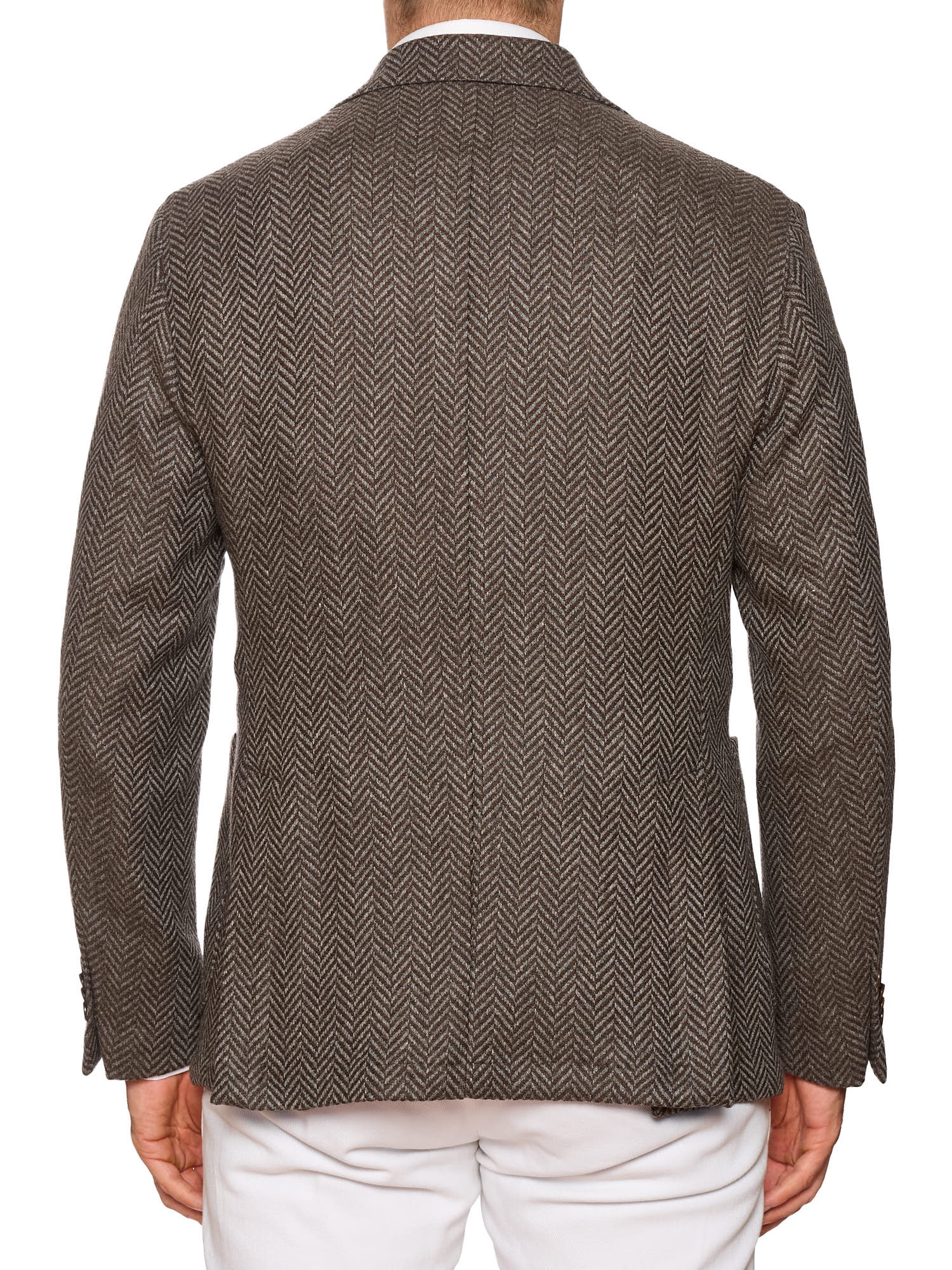 SARTORIA PARTENOPEA "Napoli2" Brown Herringbone Bottoli Wool Cashmere Jacket