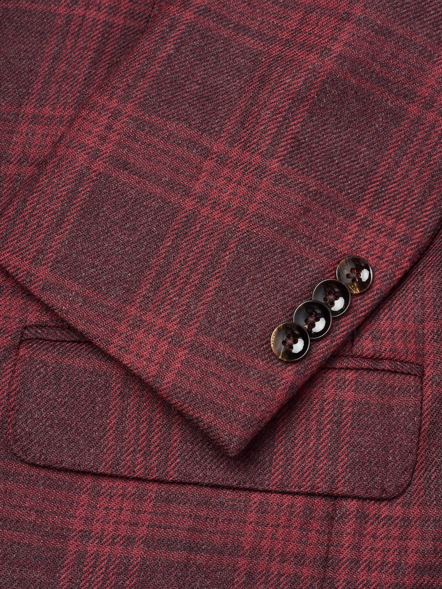 SARTORIA PARTENOPEA "Napoli2" Burgundy Prince of Wales Wool Unlined Jacket