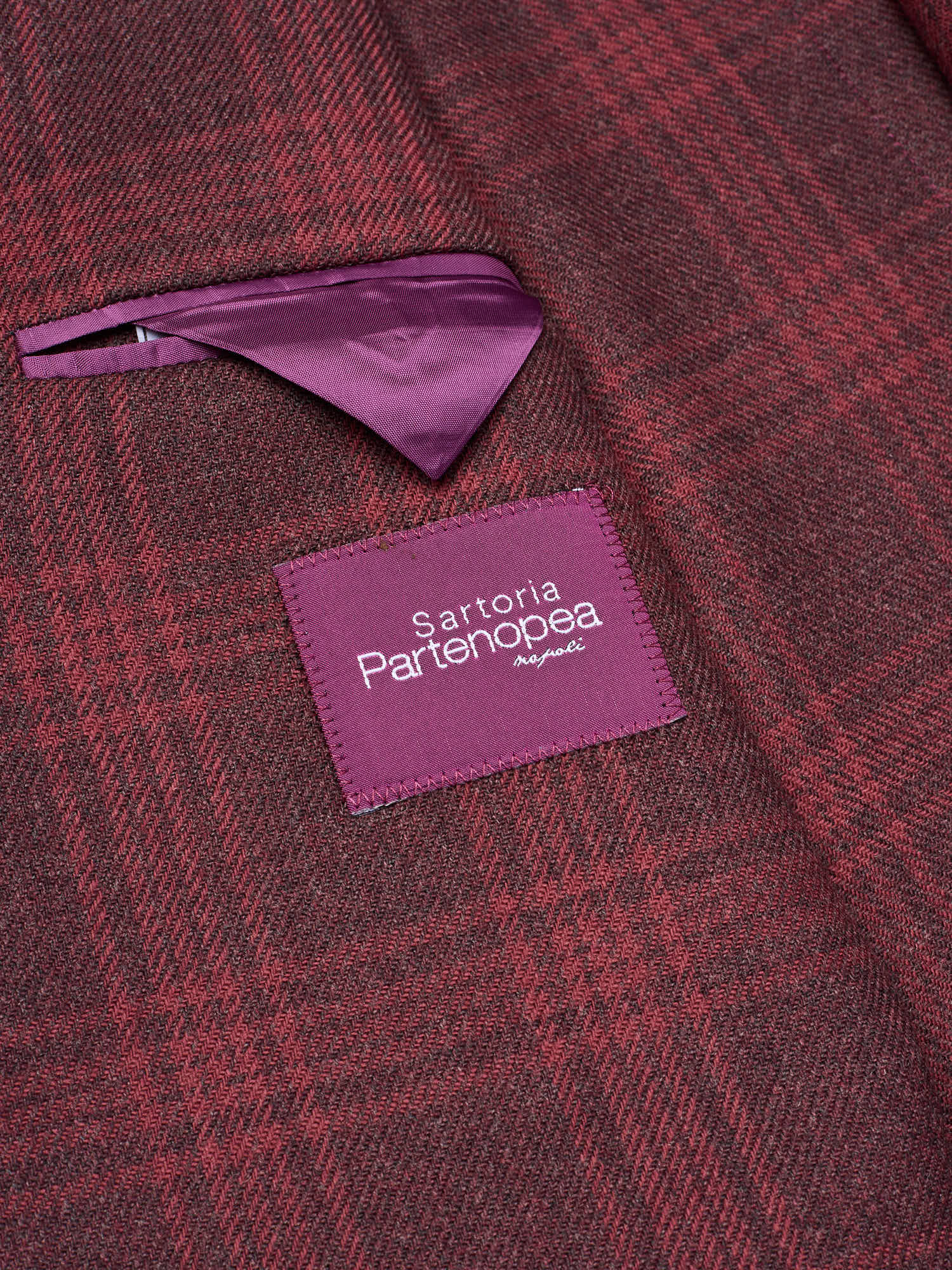 SARTORIA PARTENOPEA "Napoli2" Burgundy Prince of Wales Wool Unlined Jacket