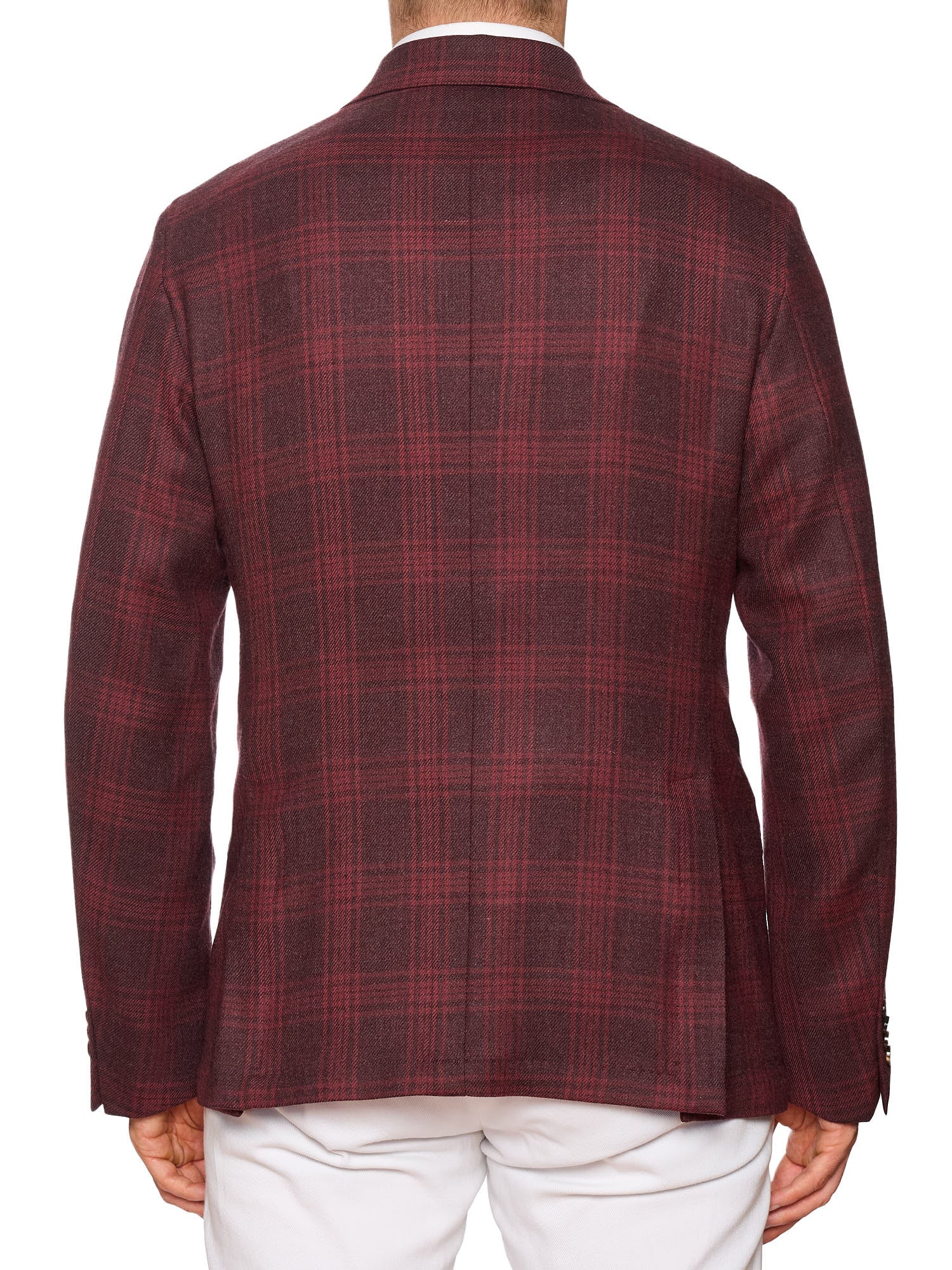 SARTORIA PARTENOPEA "Napoli2" Burgundy Prince of Wales Wool Unlined Jacket