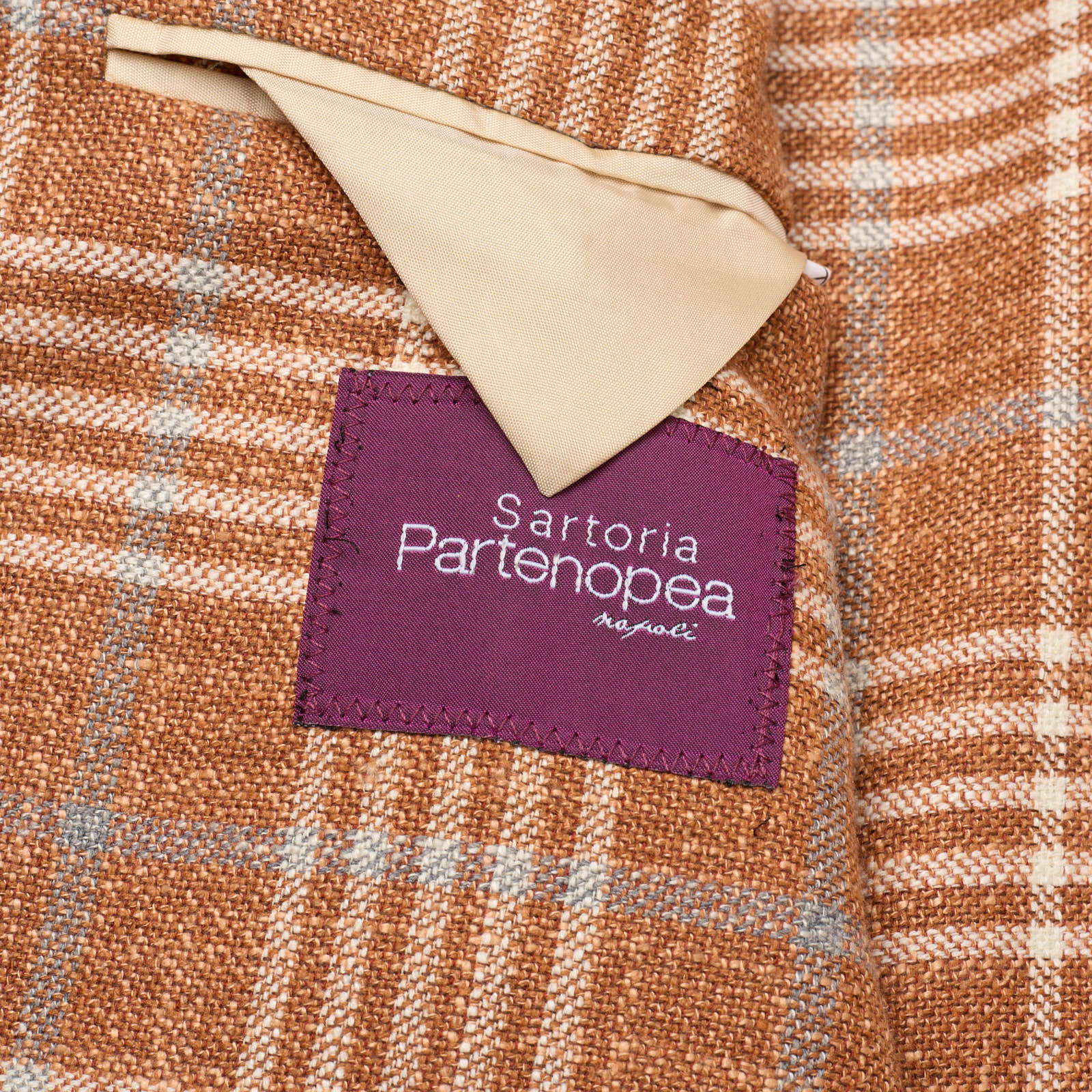 SARTORIA PARTENOPEA Clay Plaid Wool-Silk-Cotton Jacket NEW Current Model
