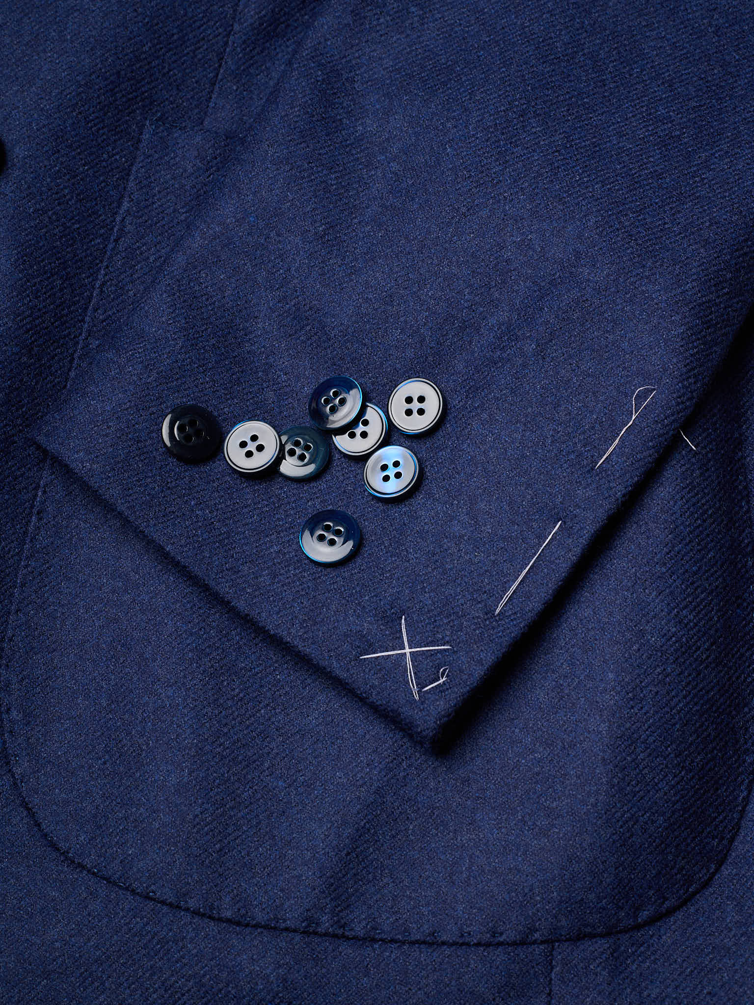 SARTORIA PARTENOPEA "Madison" Navy Blue Wool Cashmere Unlined DB Jacket