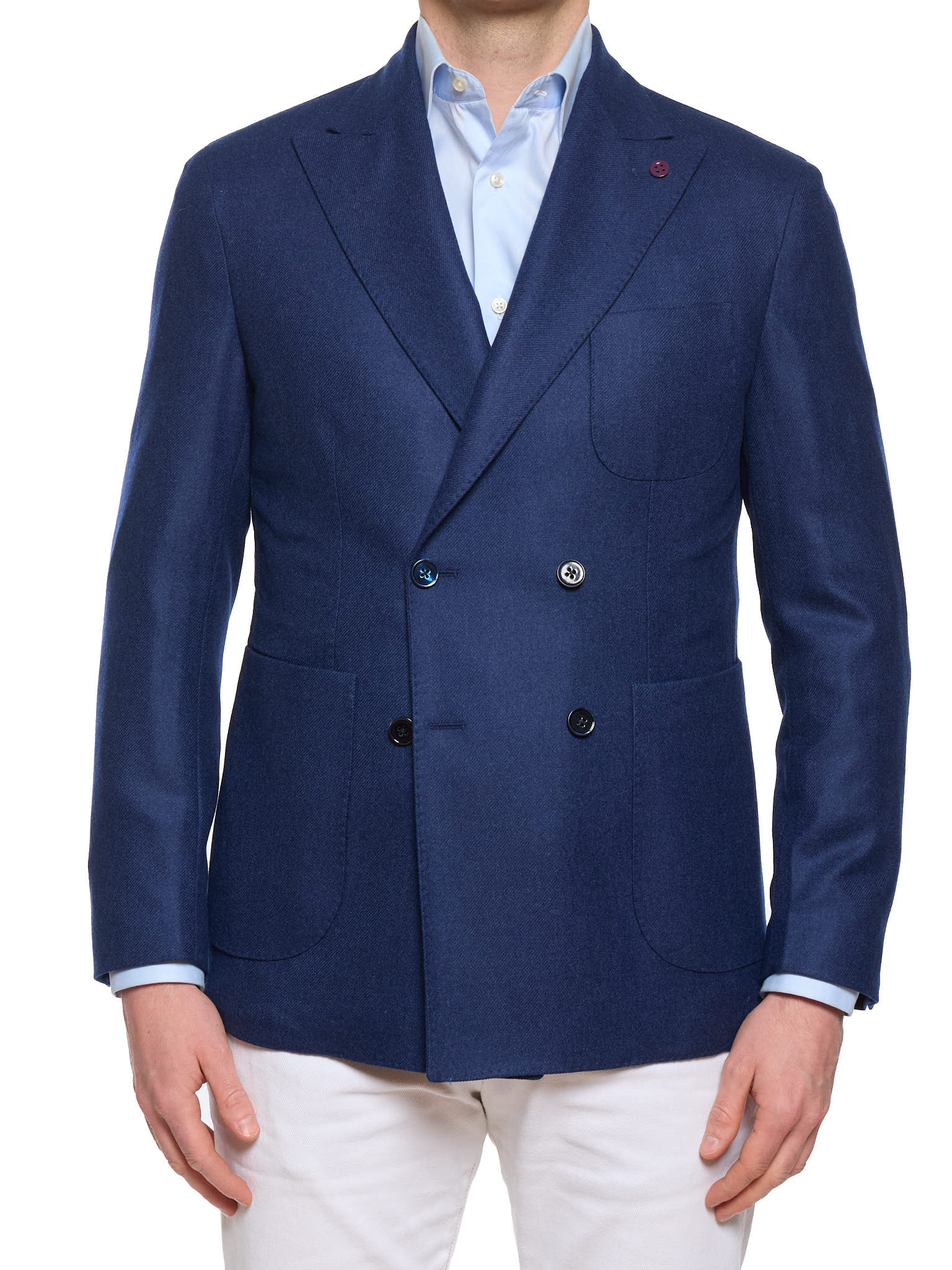 SARTORIA PARTENOPEA "Madison" Navy Blue Wool Cashmere Unlined DB Jacket