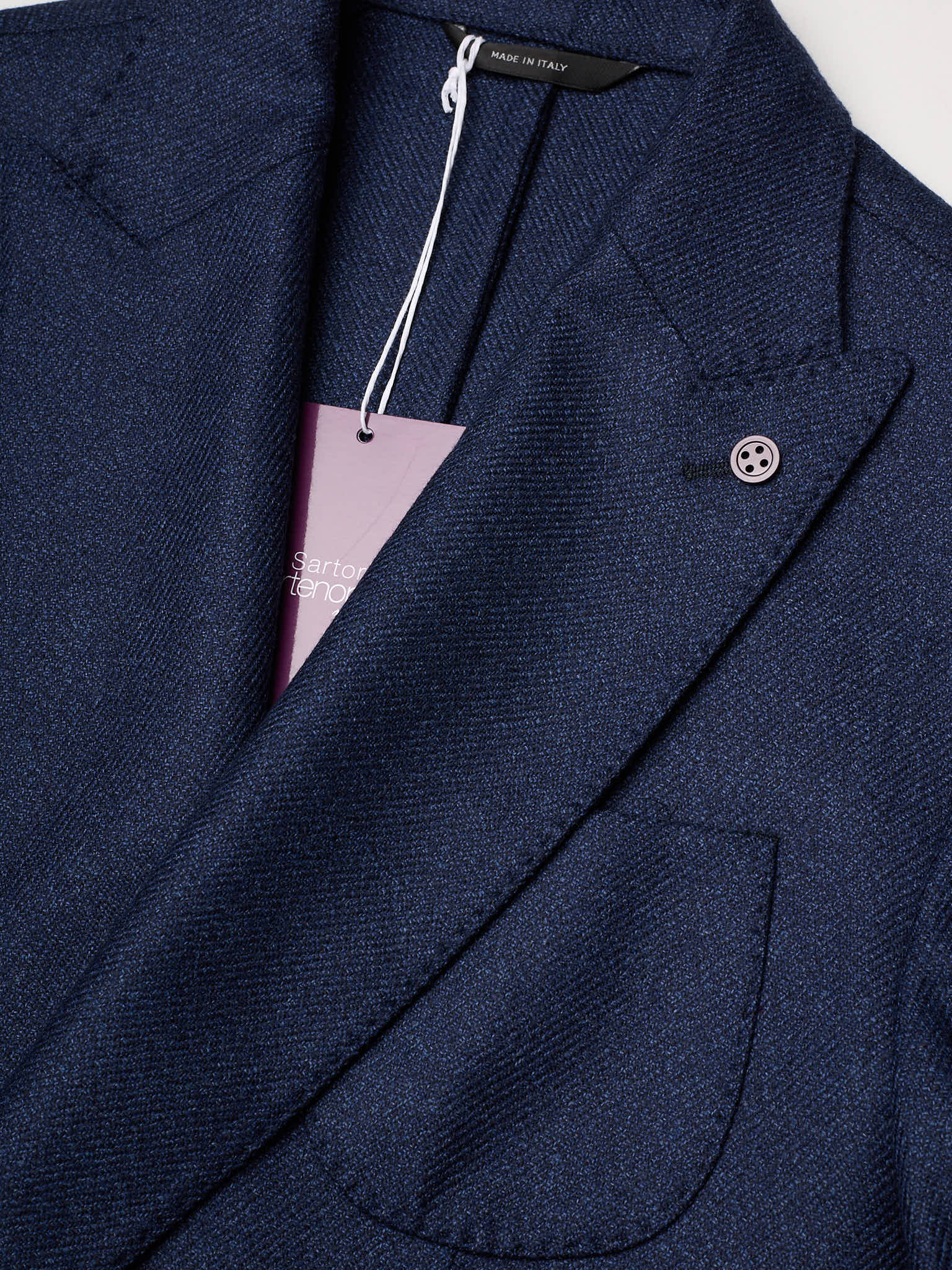 SARTORIA PARTENOPEA "Madison" Navy Blue Wool Silk Unlined DB Jacket
