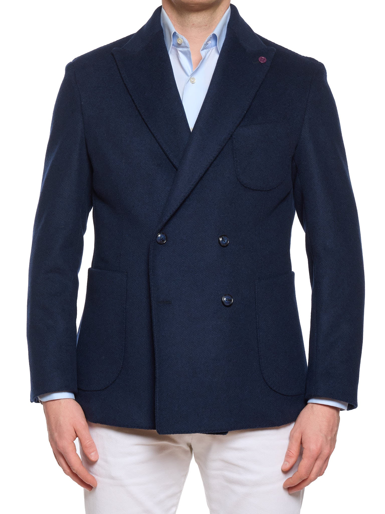 SARTORIA PARTENOPEA "Madison" Navy Blue Wool Unlined DB Jacket