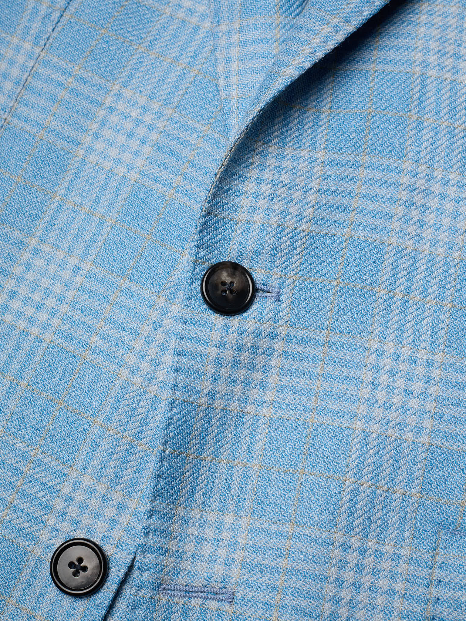 SARTORIA PARTENOPEA "Napoli2" Blue Glen Plaid Wool–Silk–Linen Unlined Jacket