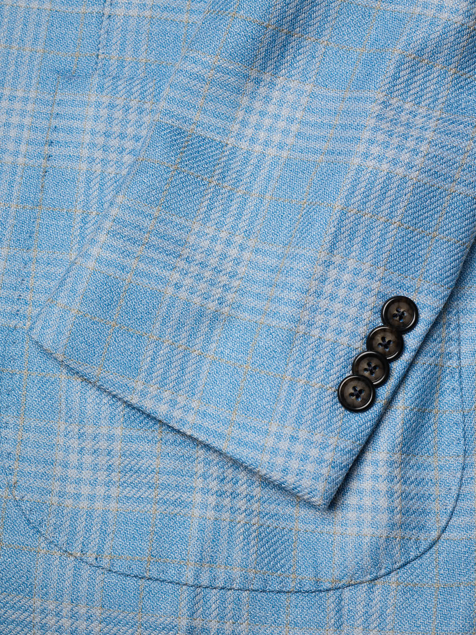 SARTORIA PARTENOPEA "Napoli2" Blue Glen Plaid Wool–Silk–Linen Unlined Jacket