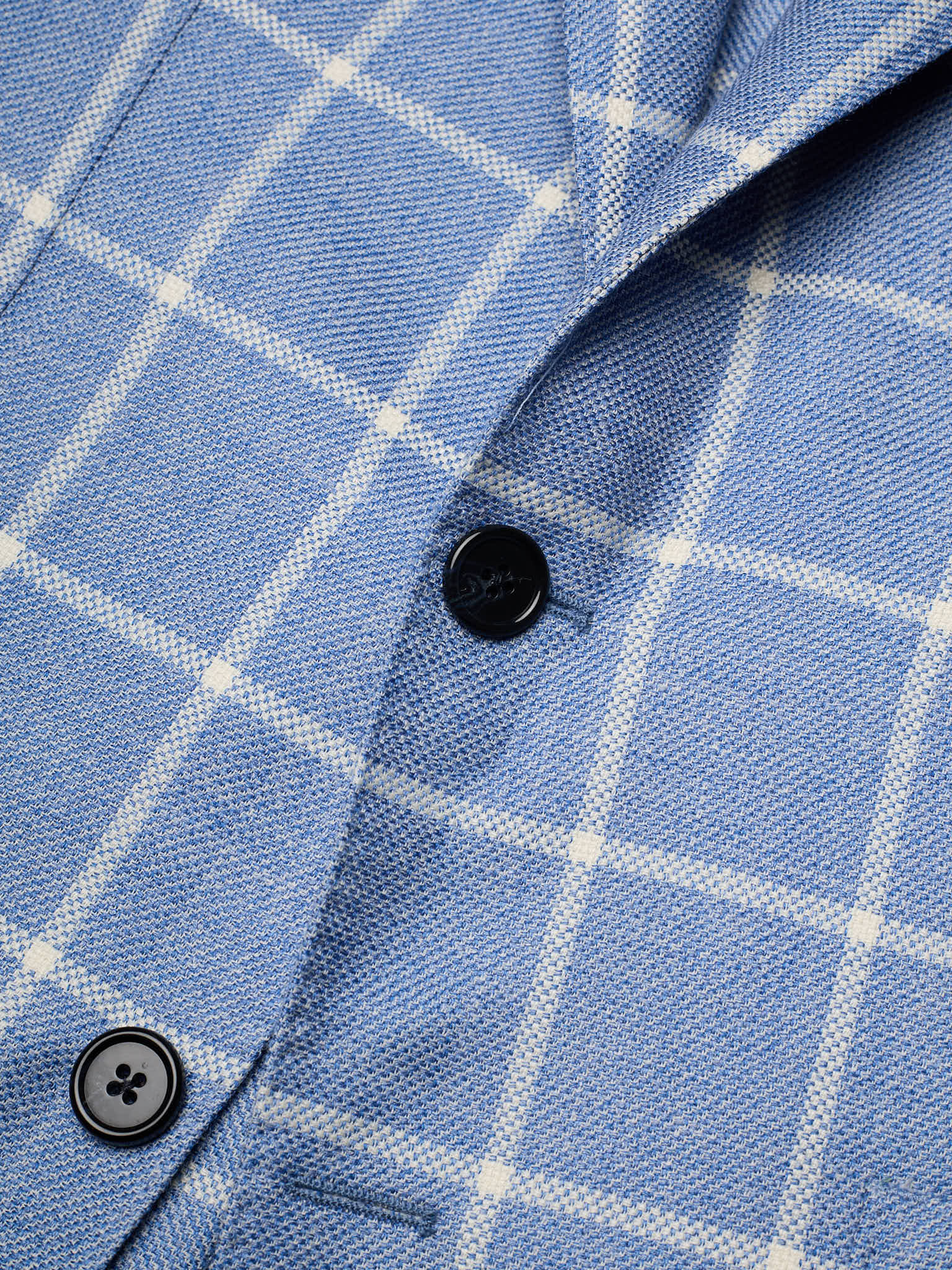 SARTORIA PARTENOPEA "Napoli2" Blue Windowpane Wool–Silk–Linen Unlined Jacket