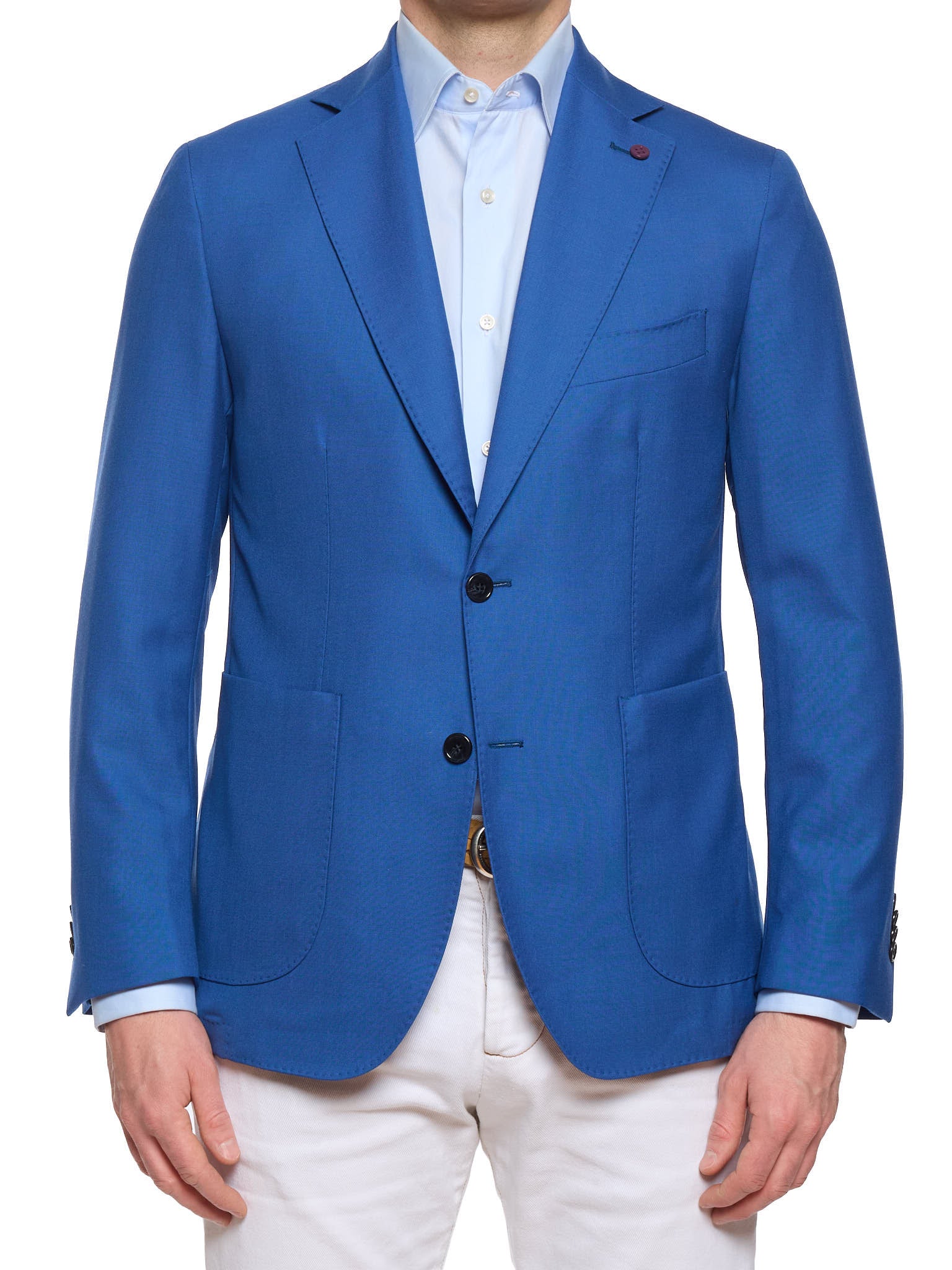 SARTORIA PARTENOPEA "Napoli2" Blue Wool Unlined Jacket