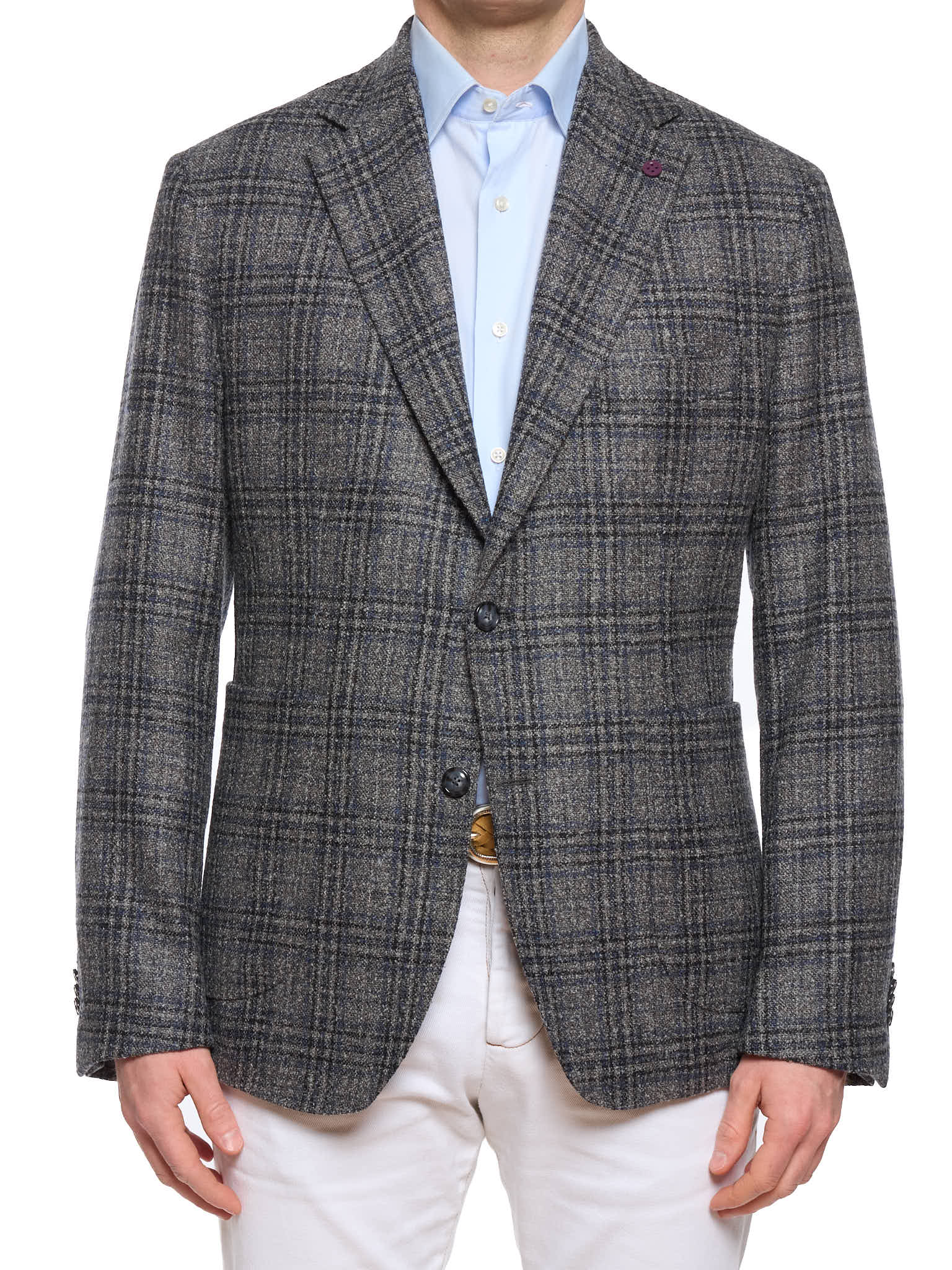 SARTORIA PARTENOPEA "Napoli2" Brown Glen Plaid Wool Polyester Unlined Jacket
