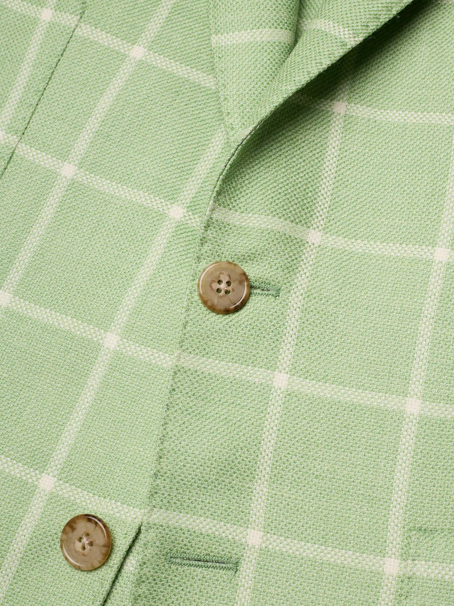 SARTORIA PARTENOPEA "Napoli2" Green Windowpane Wool Silk Linen Unlined Jacket