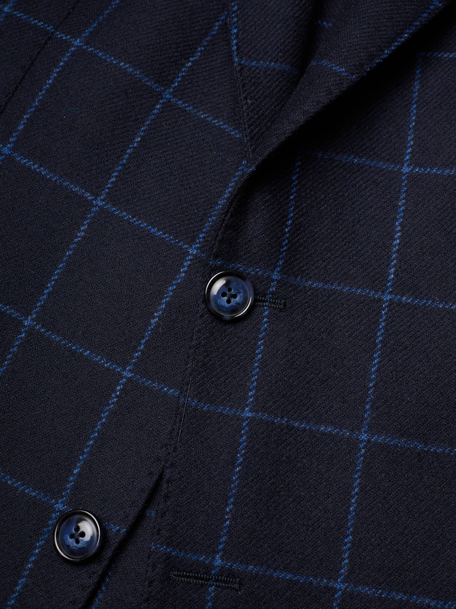 SARTORIA PARTENOPEA "Napoli2" Navy Blue Windowpane Wool Unlined Jacket