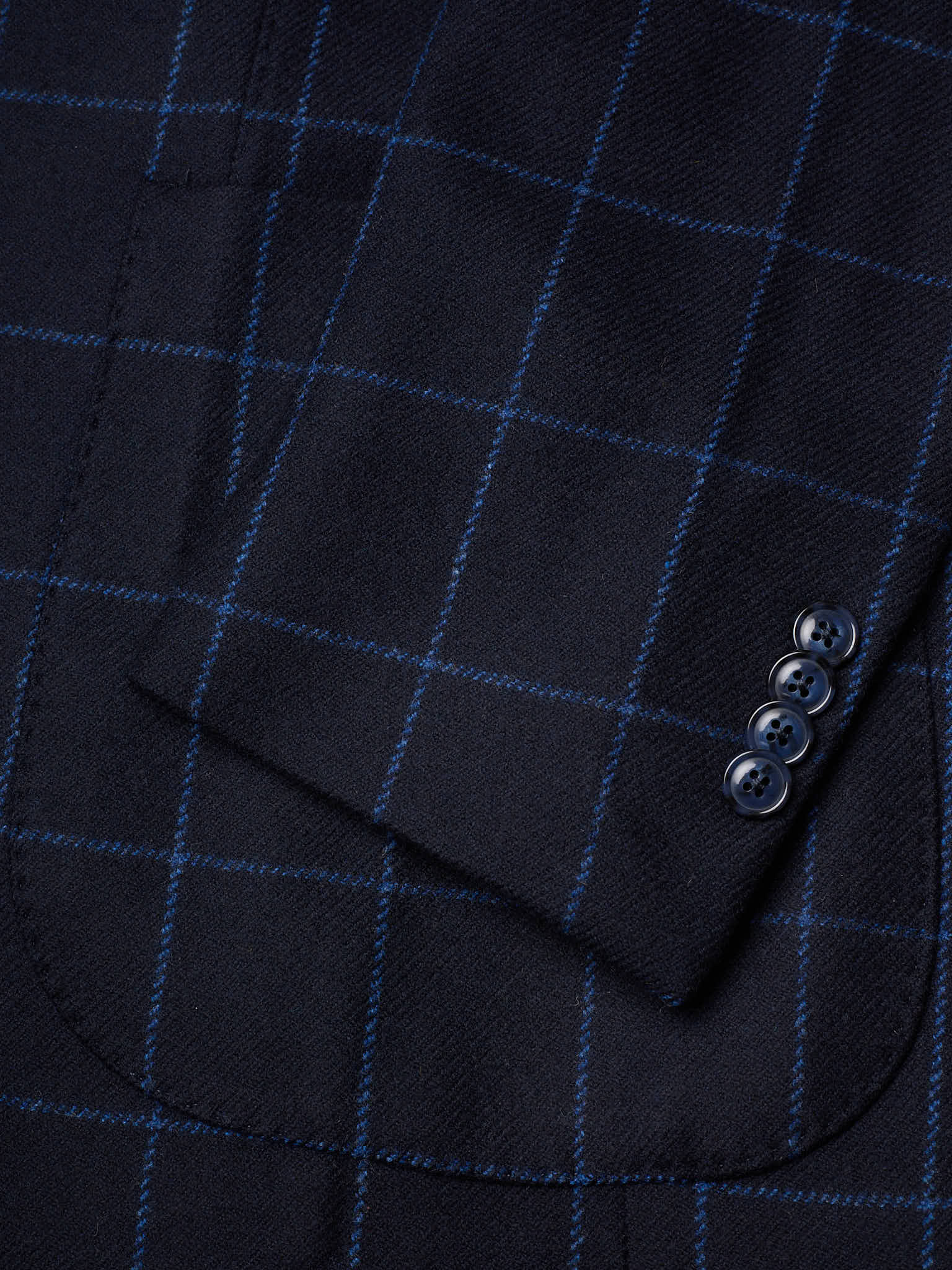 SARTORIA PARTENOPEA "Napoli2" Navy Blue Windowpane Wool Unlined Jacket