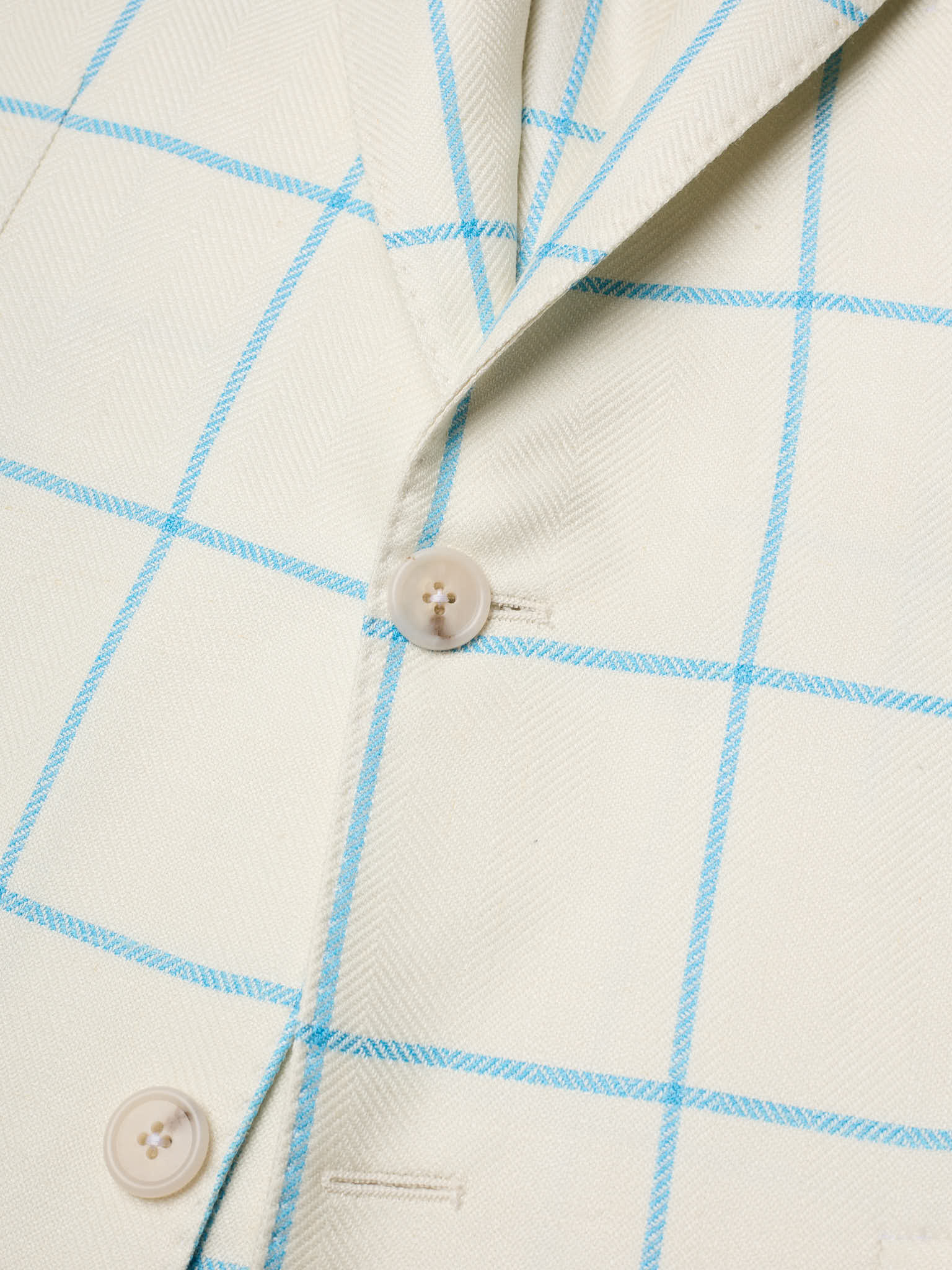 SARTORIA PARTENOPEA "Napoli2" White Windowpane Wool Silk Linen Unlined Jacket