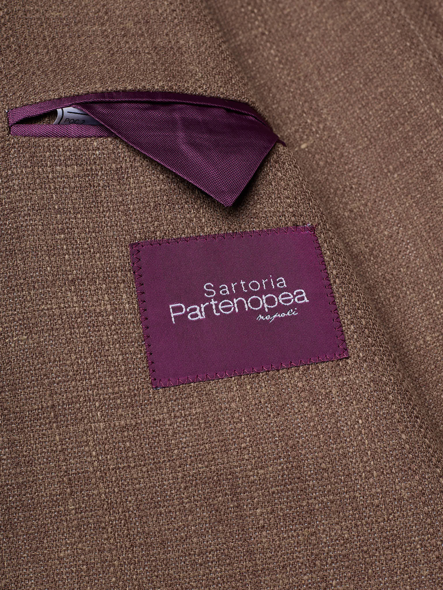 SARTORIA PARTENOPEA "Napoli" Brown Linen Unlined Hopsack Jacket