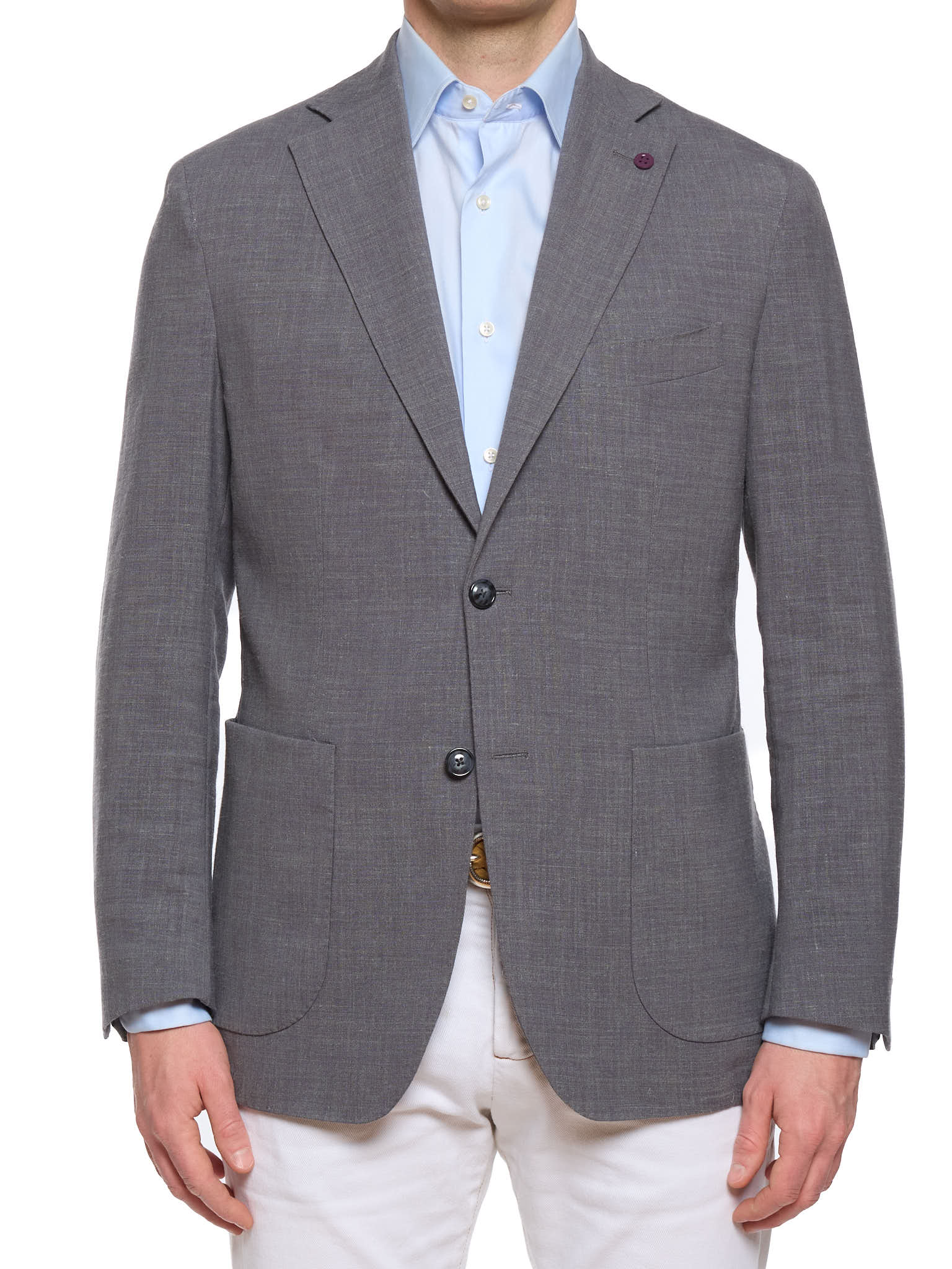 SARTORIA PARTENOPEA "Napoli" Gray Linen Polyester Unlined Jacket