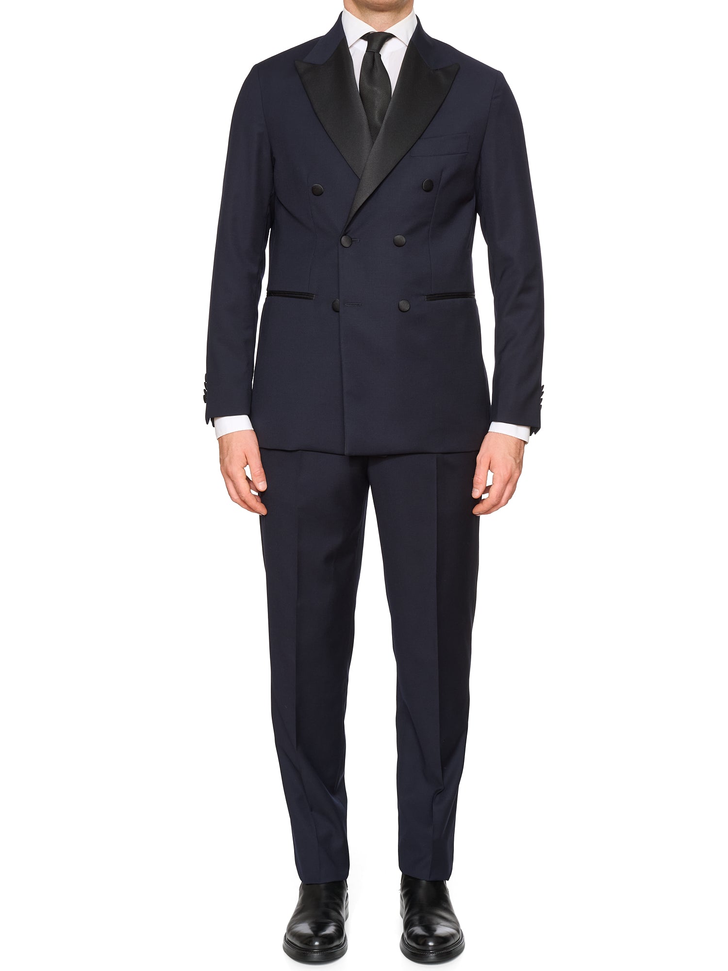 SARTORIA PARTENOPEA Navy Blue Super 120’s Wool Tuxedo Suit
