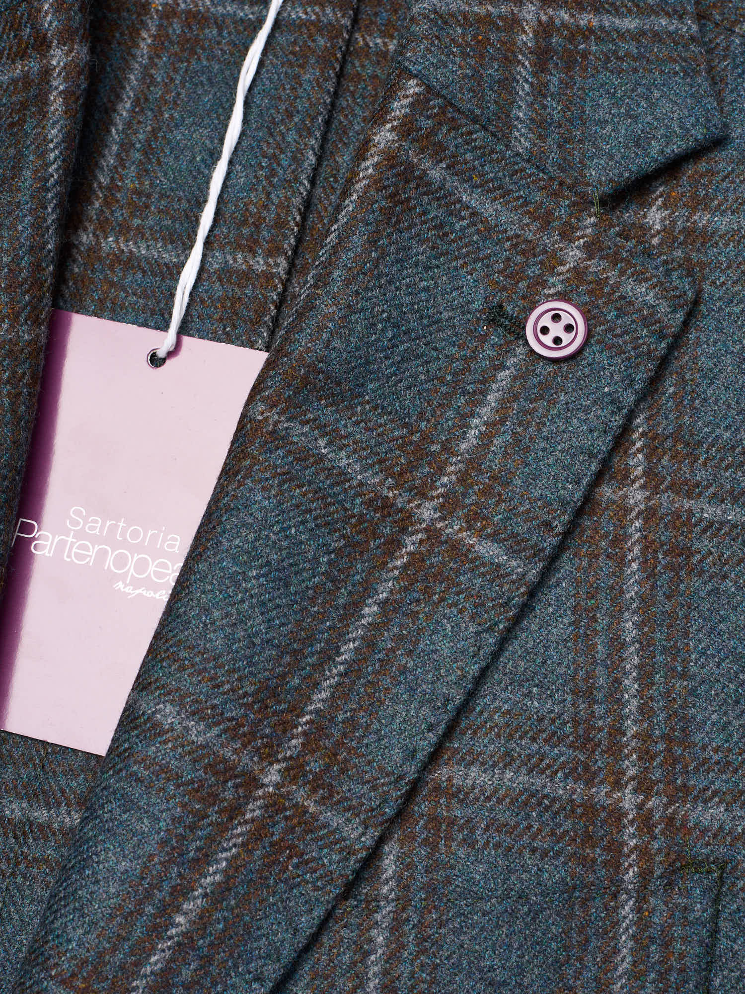 SARTORIA PARTENOPEA "Napoli2" Teal Windowpane Wool Jacket