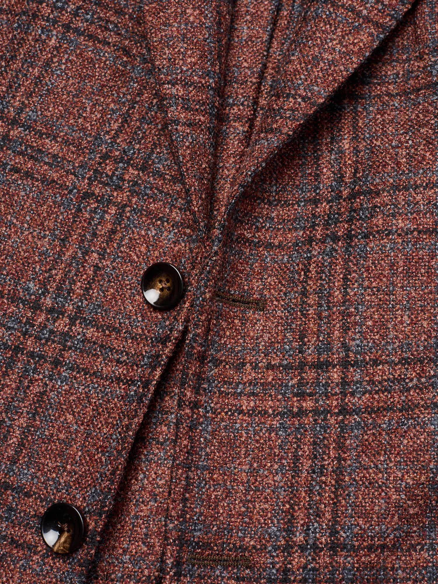 SARTORIA PARTENOPEA "Napoli2" Rust Glen Plaid Wool Polyester Jacket