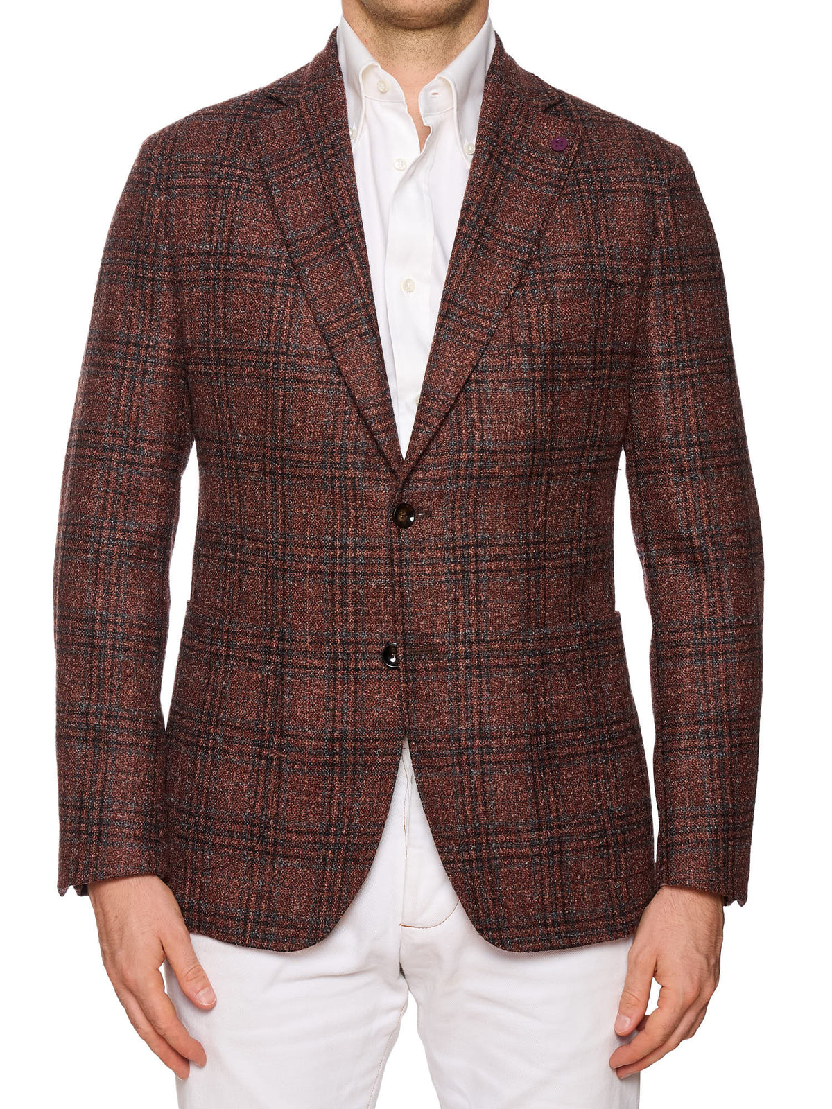 Veste Sport Sartoria Partenopea En Cachemire 100% - Taille 50R, Gris/violet à Carreaux, Neuve