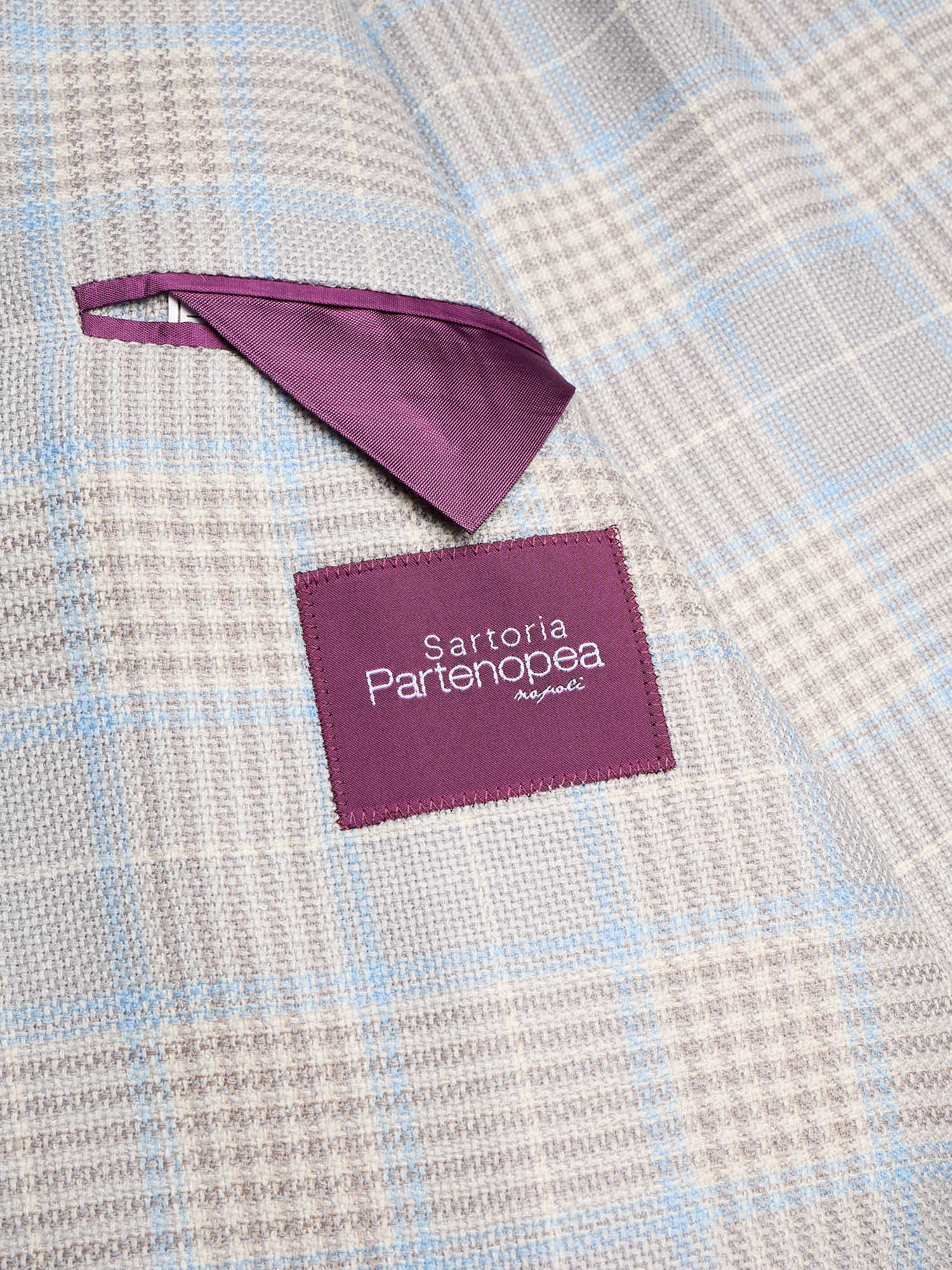 SARTORIA PARTENOPEA "Napoli2" Gray-Blue Windowpane Wool Jacket