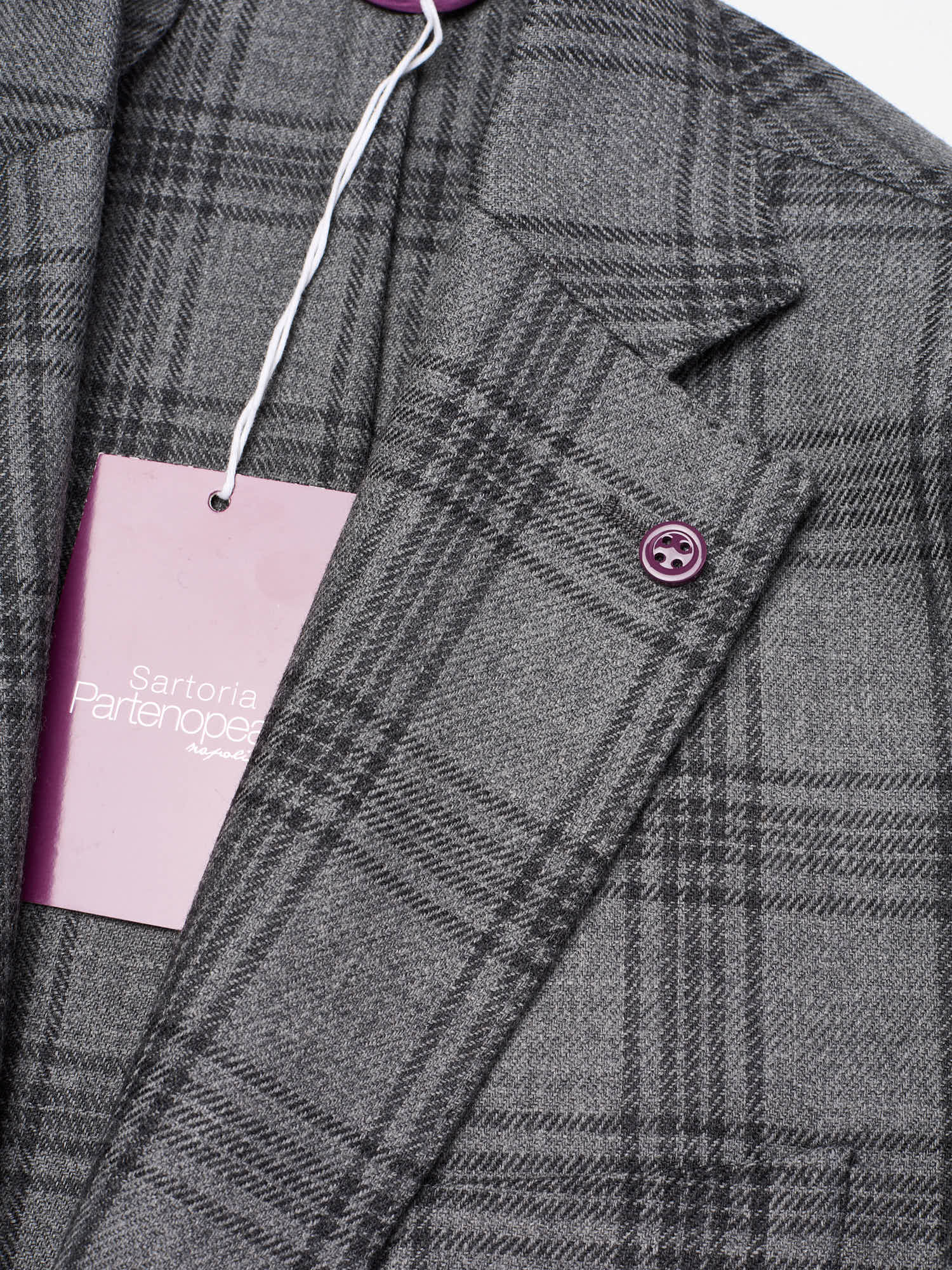 SARTORIA PARTENOPEA "Napoli2" Gray Prince of Wales Wool Jacket