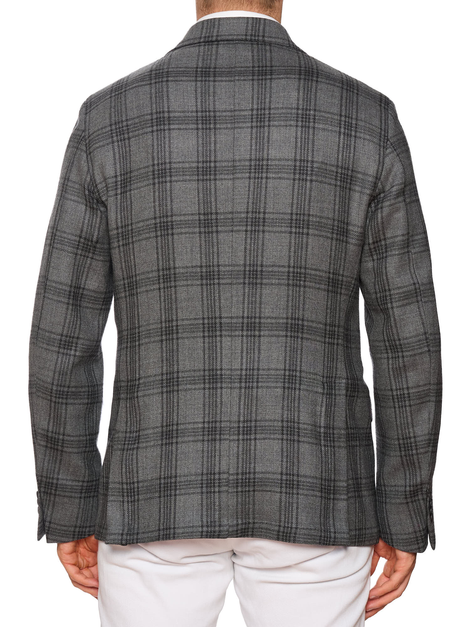 SARTORIA PARTENOPEA "Napoli2" Gray Prince of Wales Wool Jacket