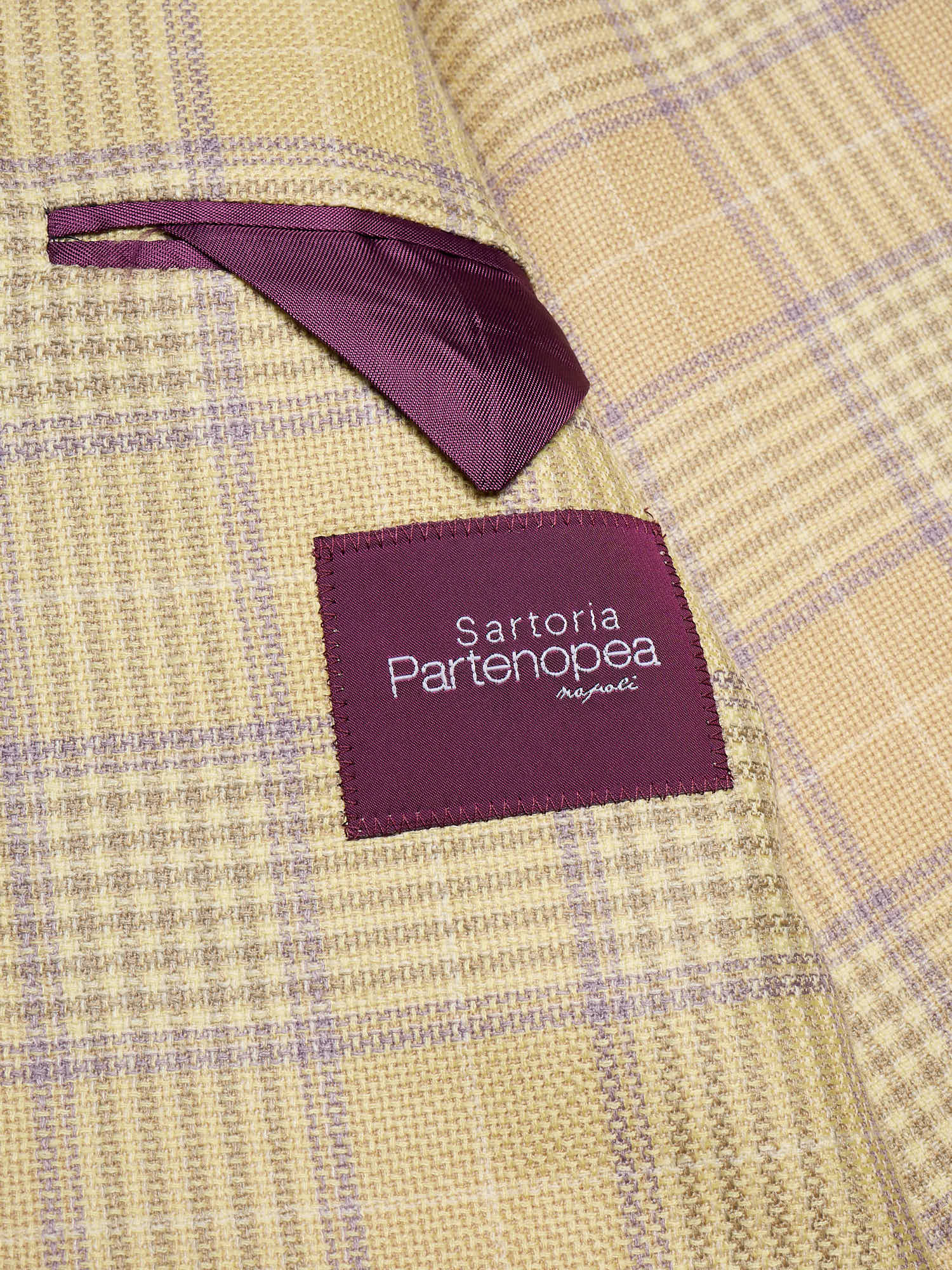 SARTORIA PARTENOPEA "Napoli2" Pastel Yellow Plaid Wool-Silk-Linen Jacket