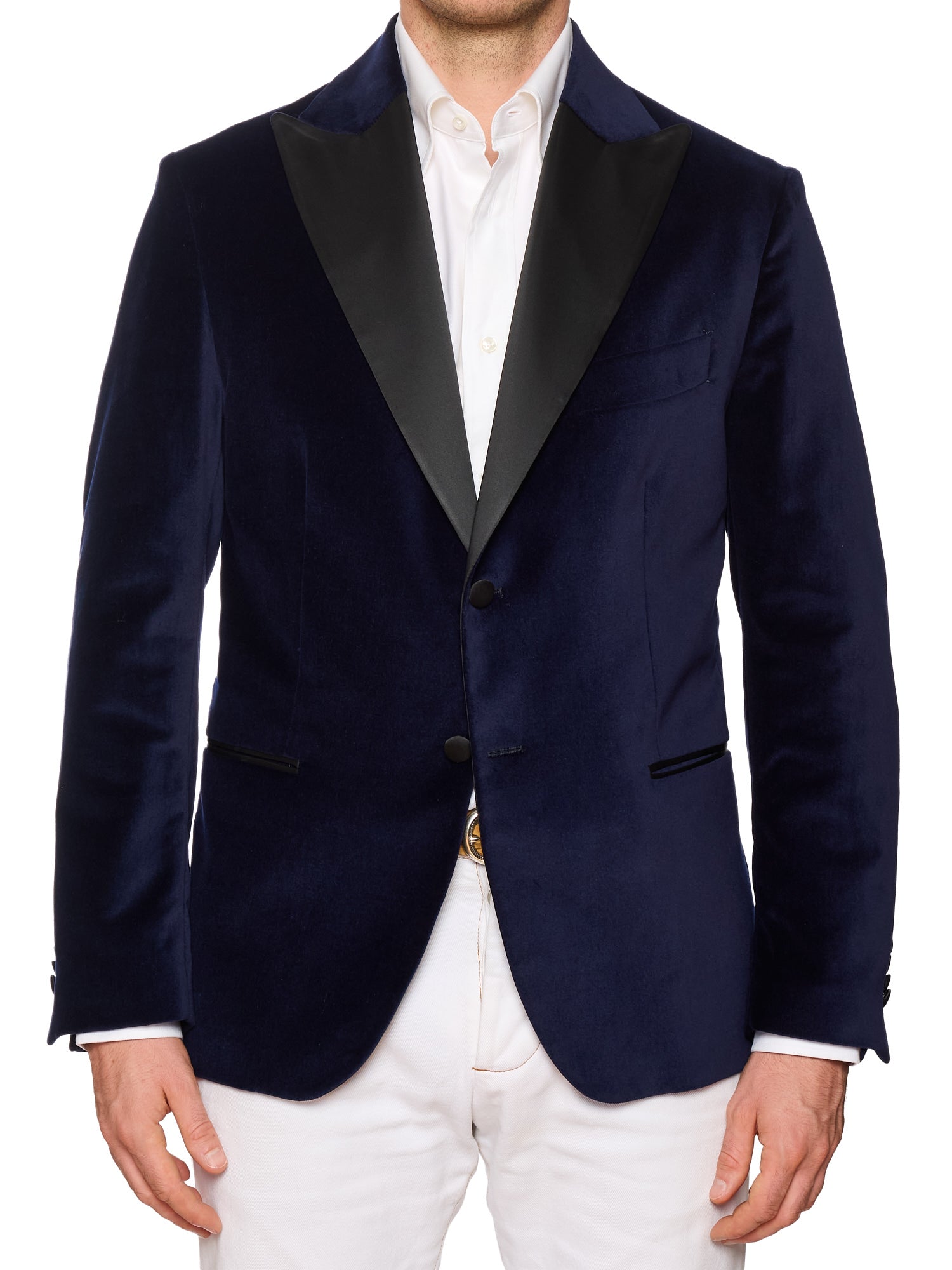 SARTORIA PARTENOPEA "Napoli4" Blue Velvet Dinner Jacket
