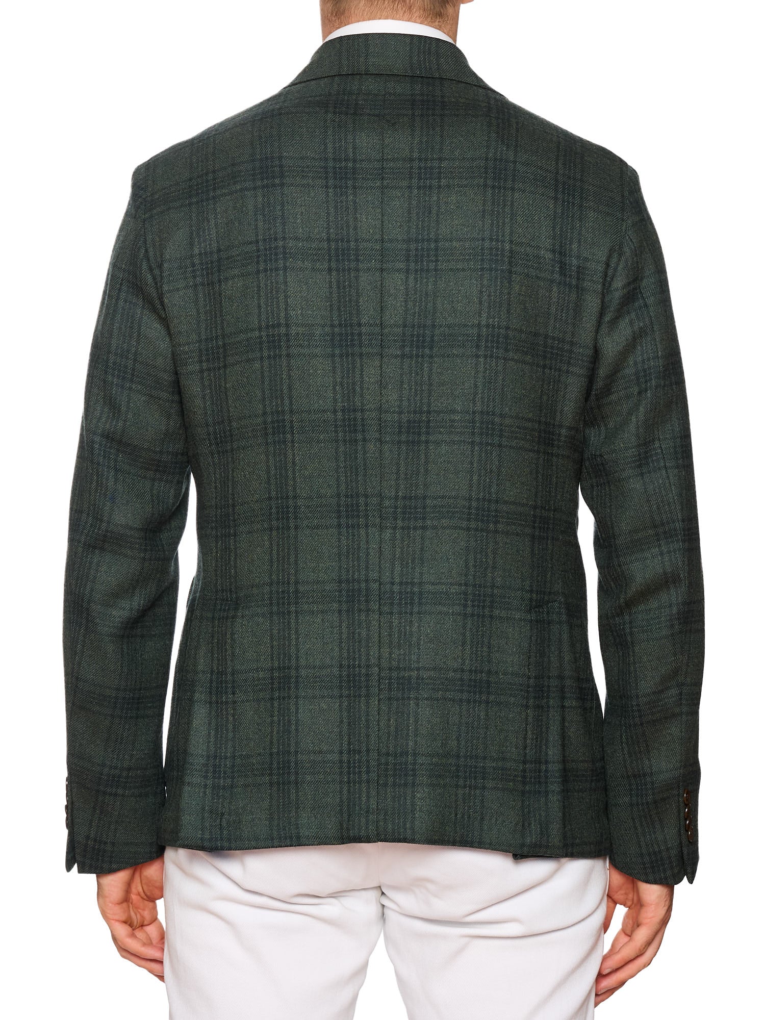 SARTORIA PARTENOPEA "Napoli4" Green Prince of Wales Wool Peak Lapel Jacket