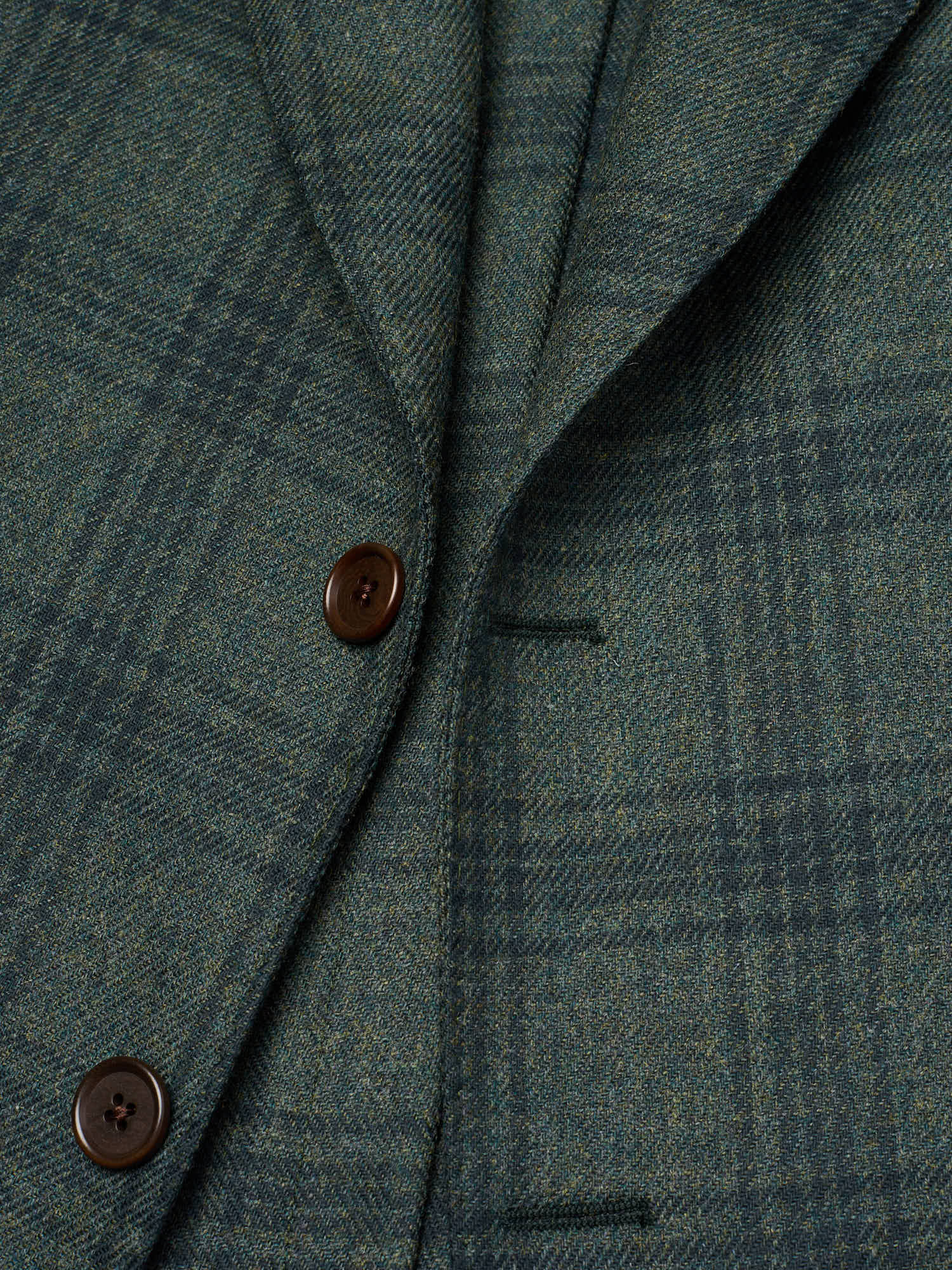 SARTORIA PARTENOPEA "Napoli4" Green Prince of Wales Wool Peak Lapel Jacket