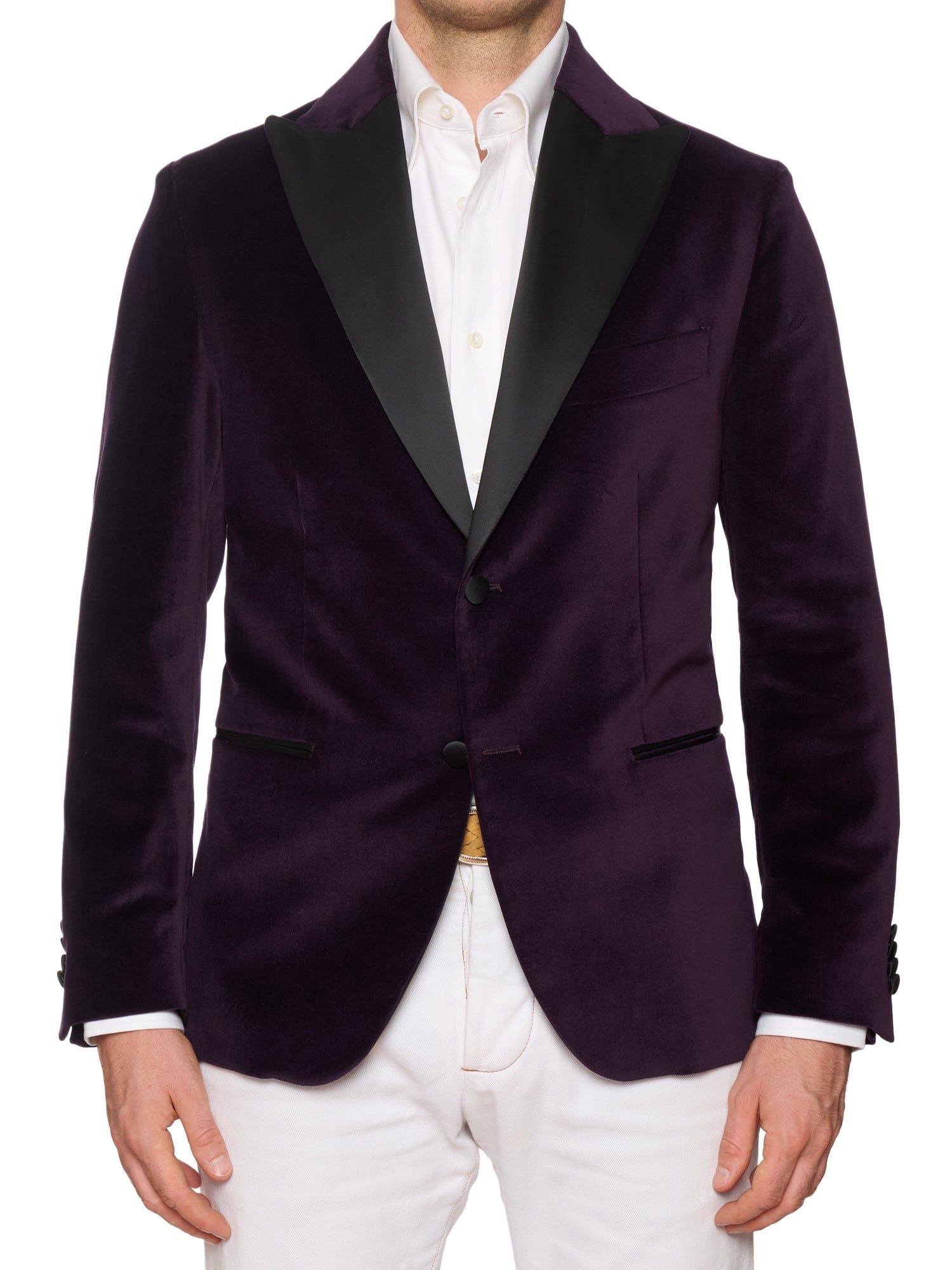 SARTORIA PARTENOPEA "Napoli4" Aubergine Velvet Dinner Jacket