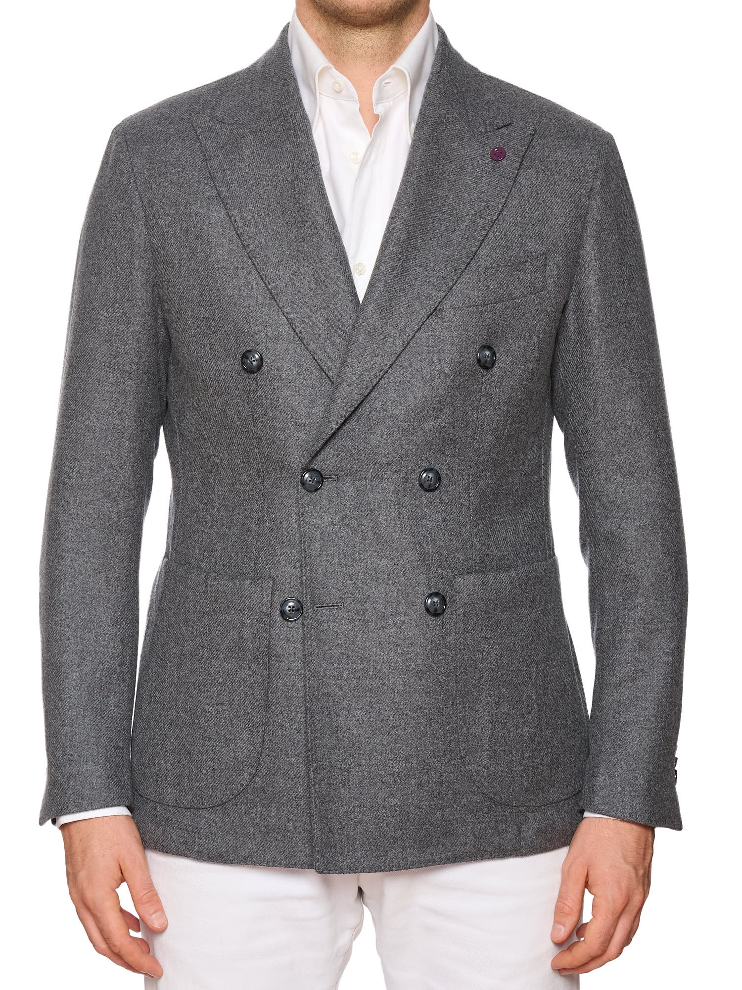 SARTORIA PARTENOPEA "Napoli6" Gray Wool Unlined Double Breasted Jacket