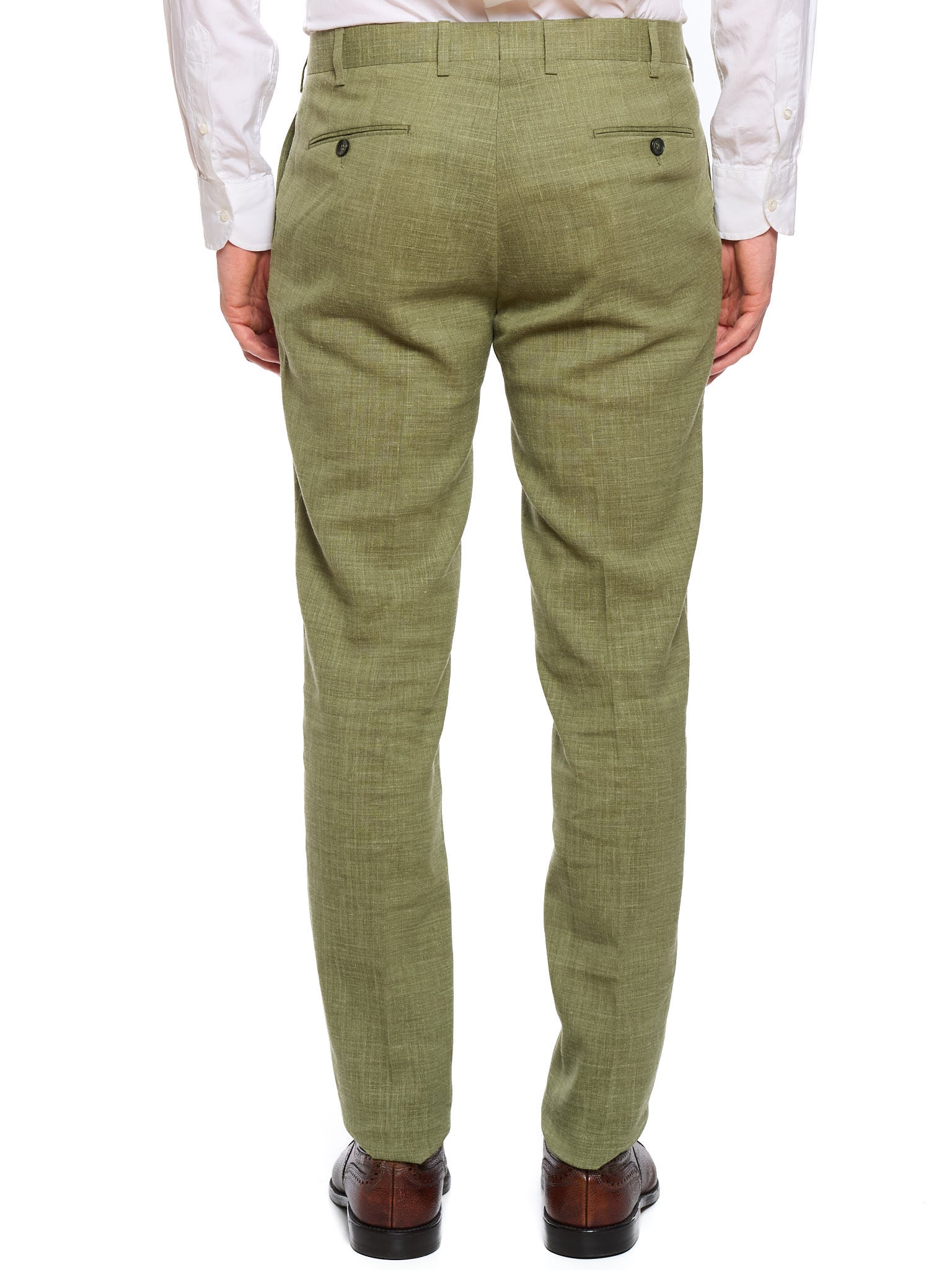 SARTORIA PARTENOPEA “Napoli6” Green Linen-Blend Unlined DB Suit