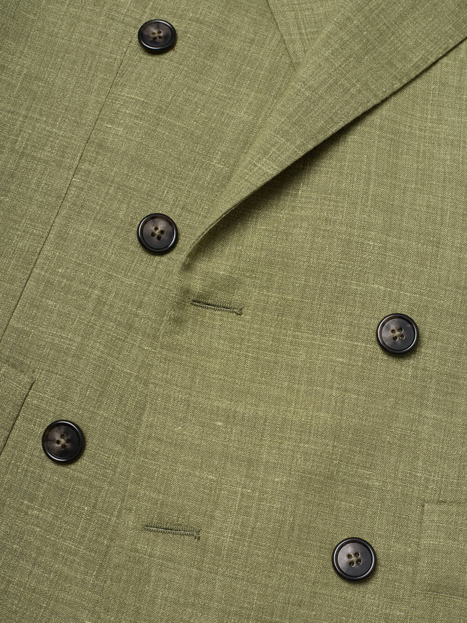 SARTORIA PARTENOPEA “Napoli6” Green Linen-Blend Unlined DB Suit