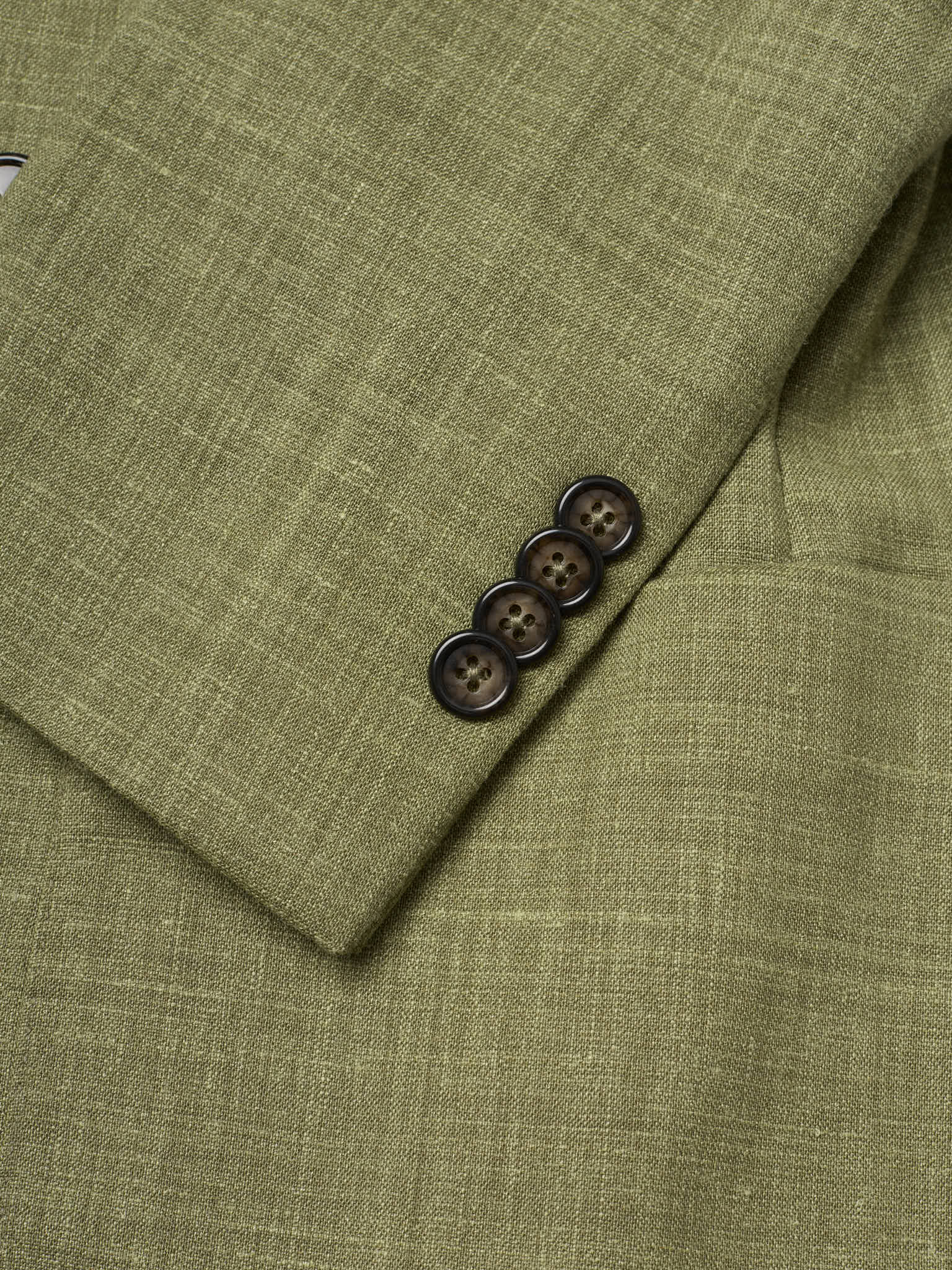 SARTORIA PARTENOPEA “Napoli6” Green Linen-Blend Unlined DB Suit