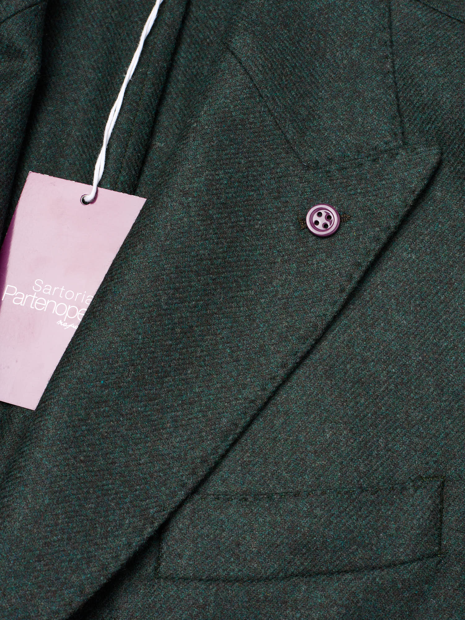 SARTORIA PARTENOPEA "Napoli6" Forest Green Wool Double Breasted Jacket
